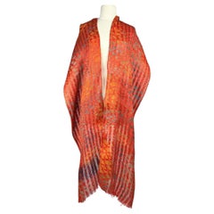 Art Deco stencil-printed linen and raffia scarf - France Circa 1925