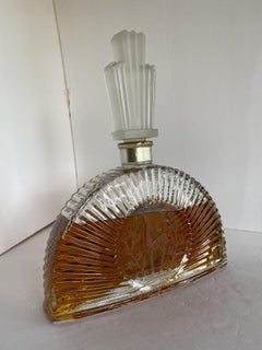 Art Deco Stepped Art Glass Perfume Bottle W/ Deer Motif