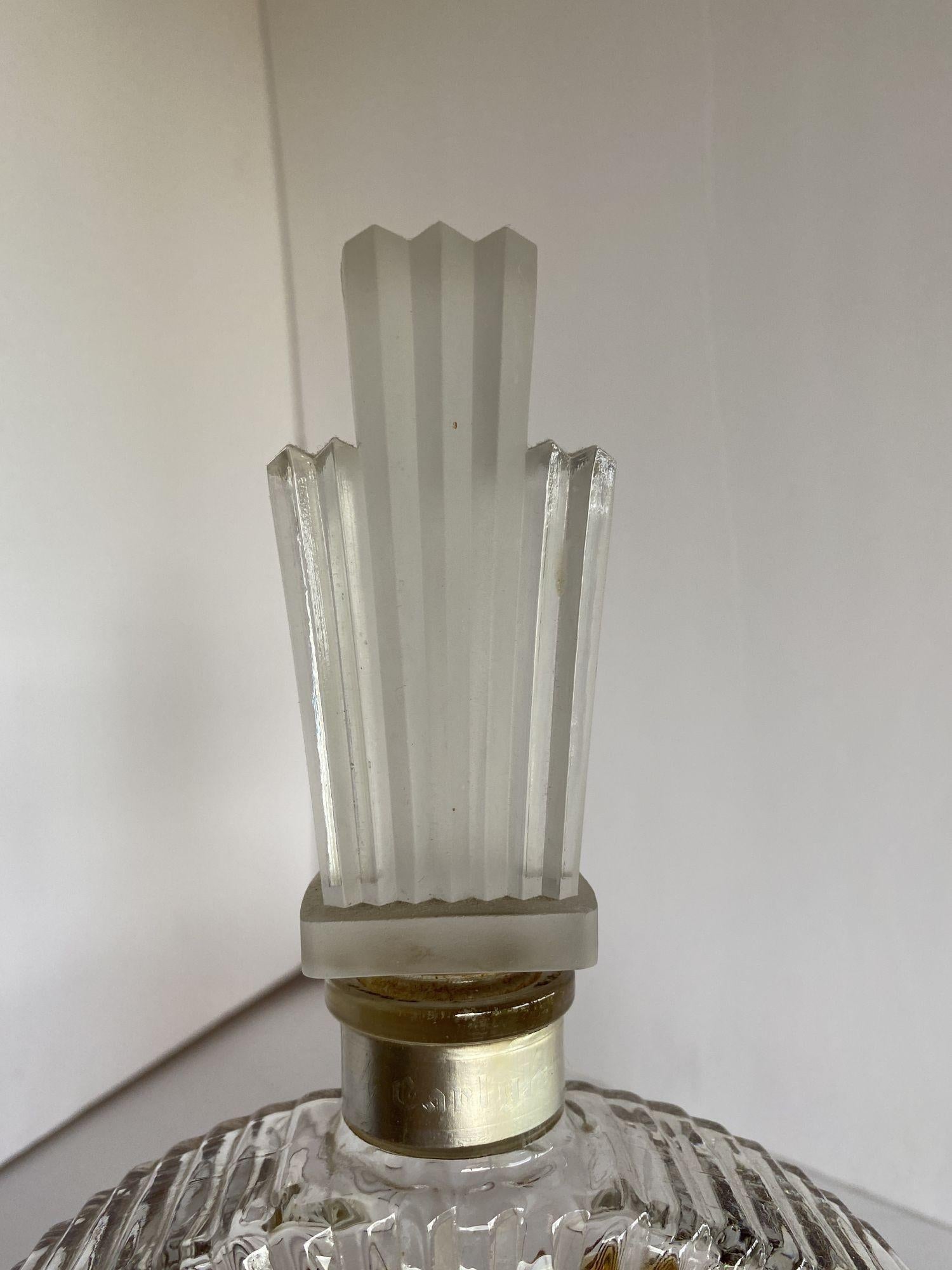 Mid-20th Century Art Deco Stepped Art Glass Perfume Bottle W/ Deer Motif For Sale