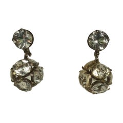 Art Deco Sterling and Crystal Sphere Earrings
