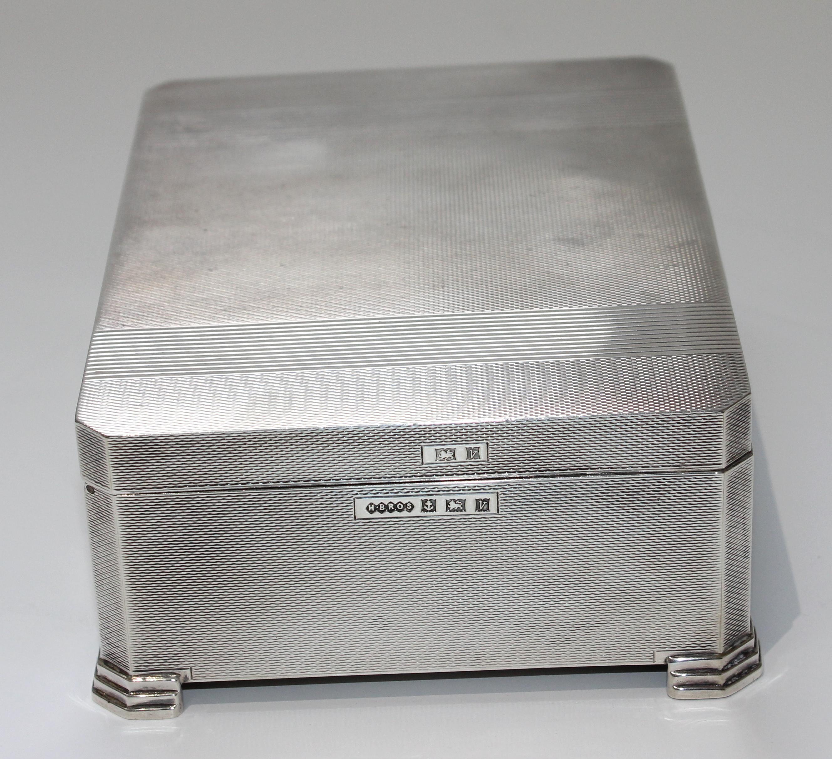 Sterling Silver Art Deco Sterling Box English Hallmarks Mahogany Lined