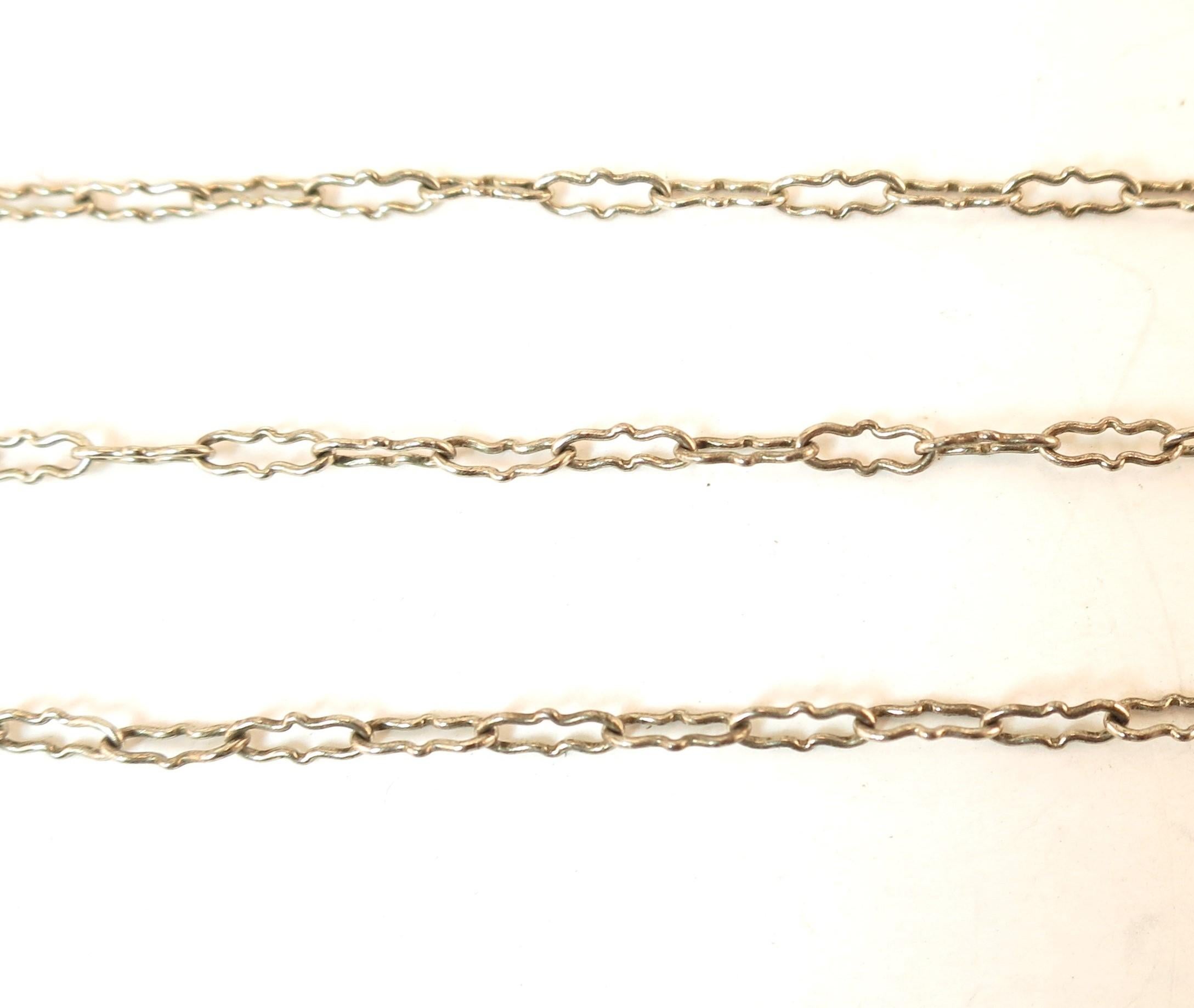 Art Deco Sterling Chain & Cut Crystal Lariat Necklace, 1920s For Sale 12