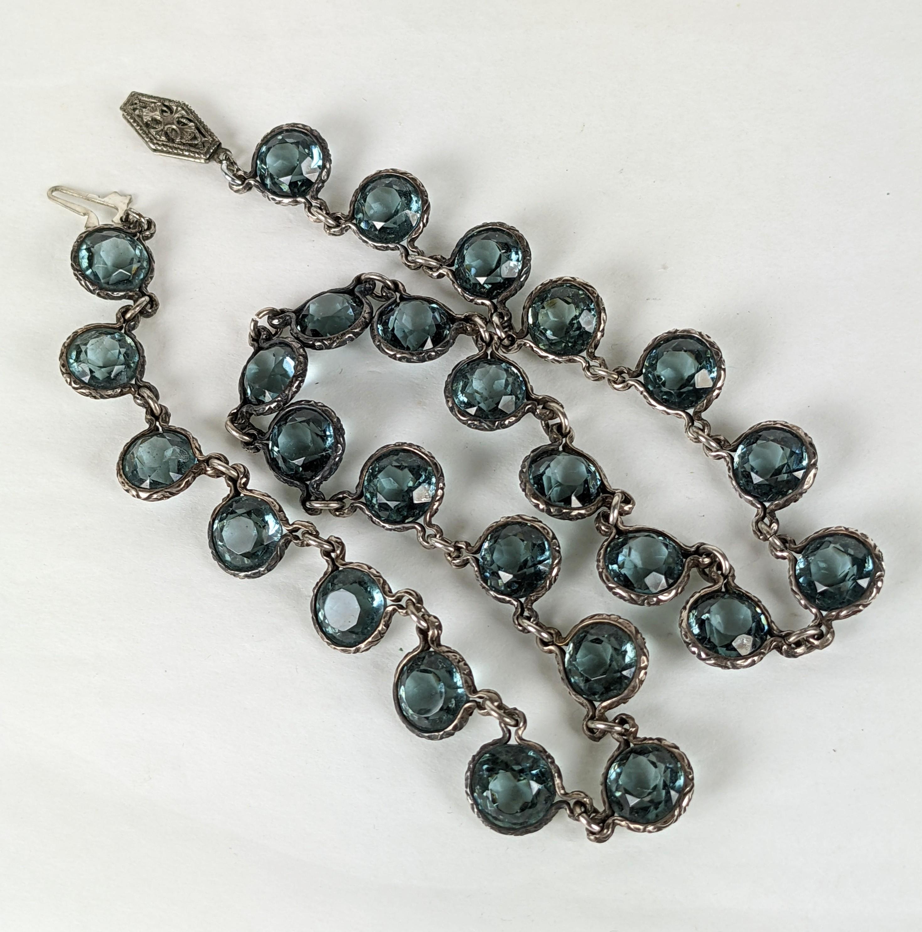 Art Deco Sterling Crystal Necklace For Sale 1