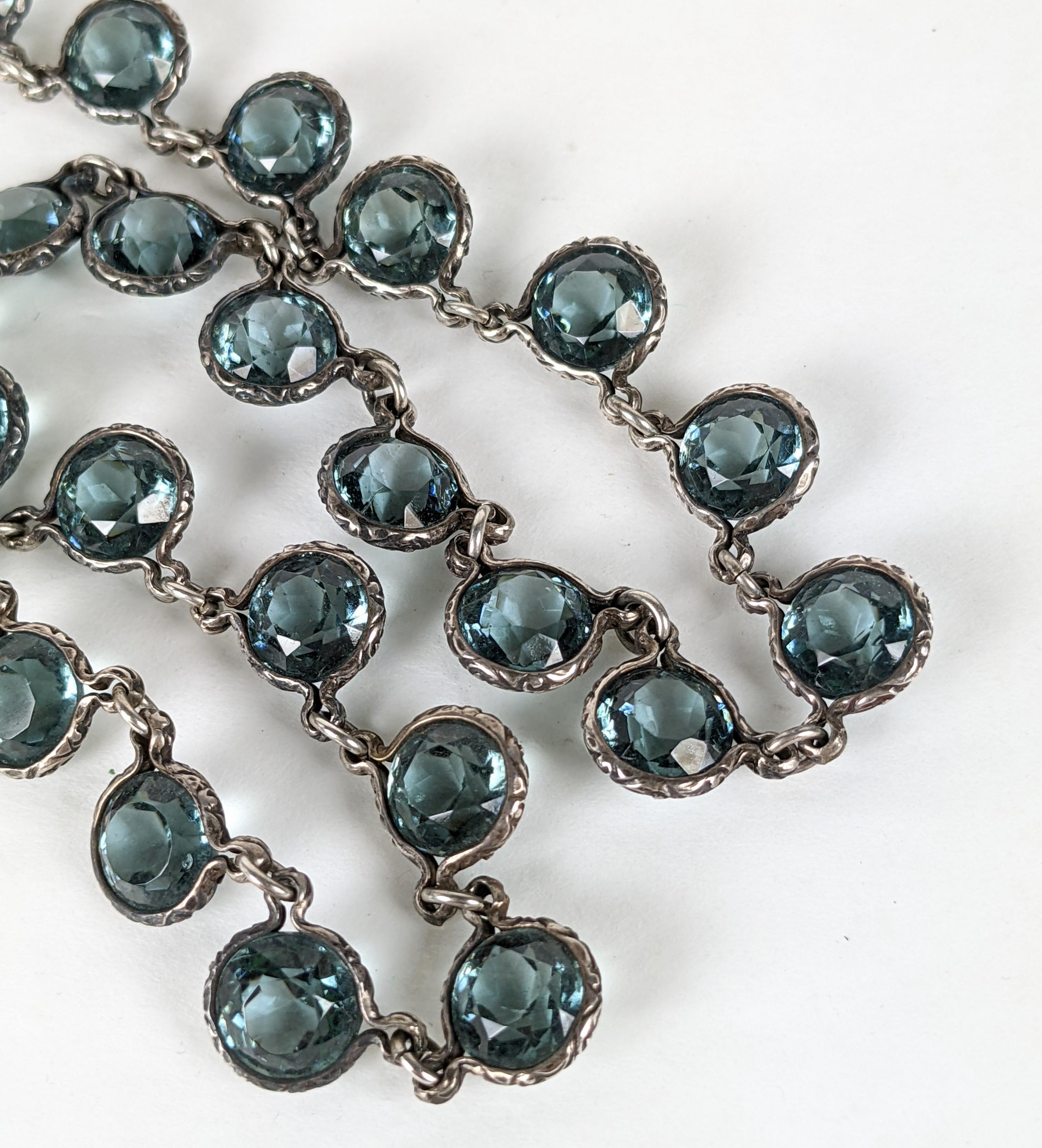 Art Deco Sterling Crystal Necklace For Sale 2