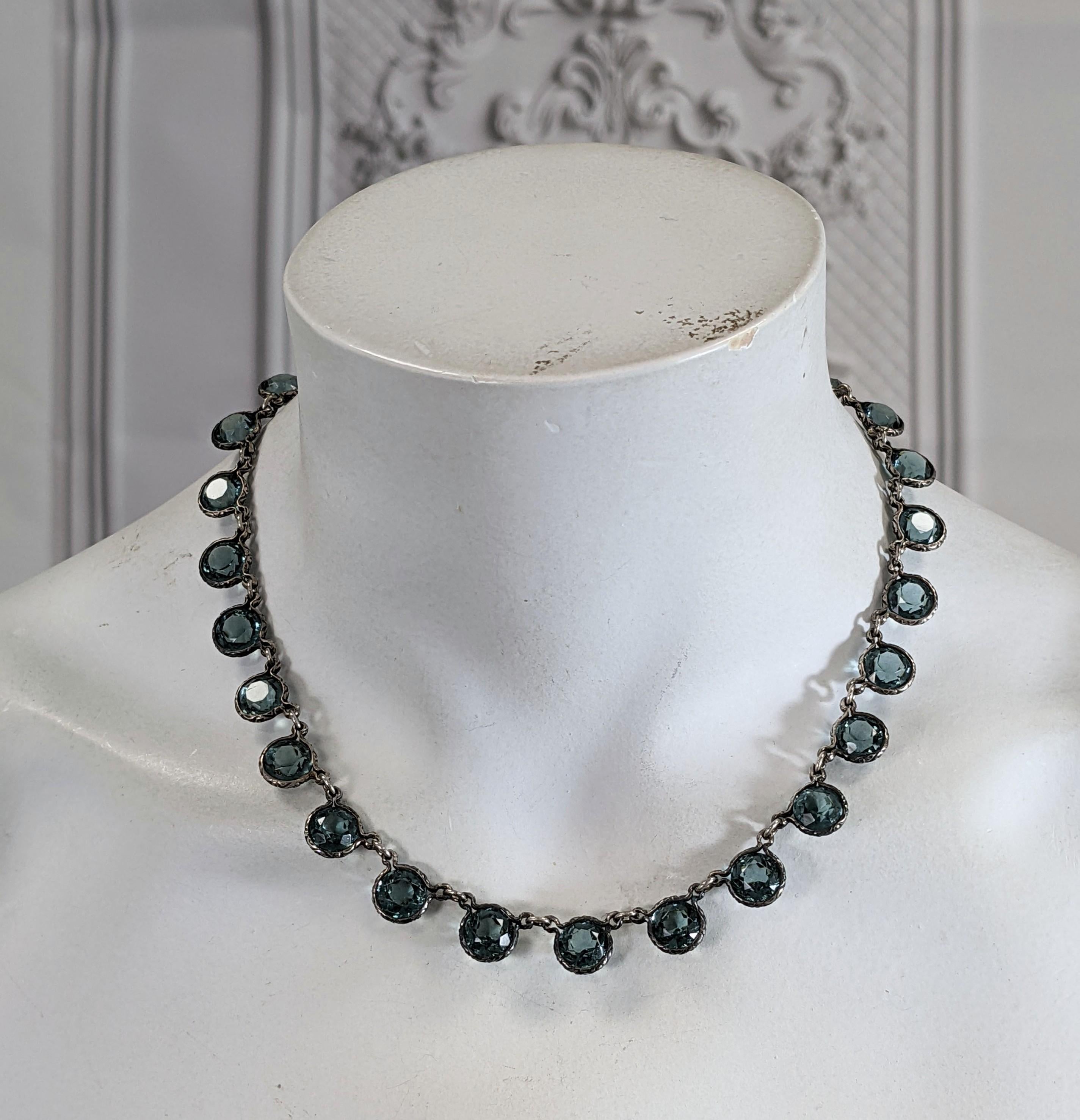 Art Deco Sterling Crystal Necklace For Sale 3