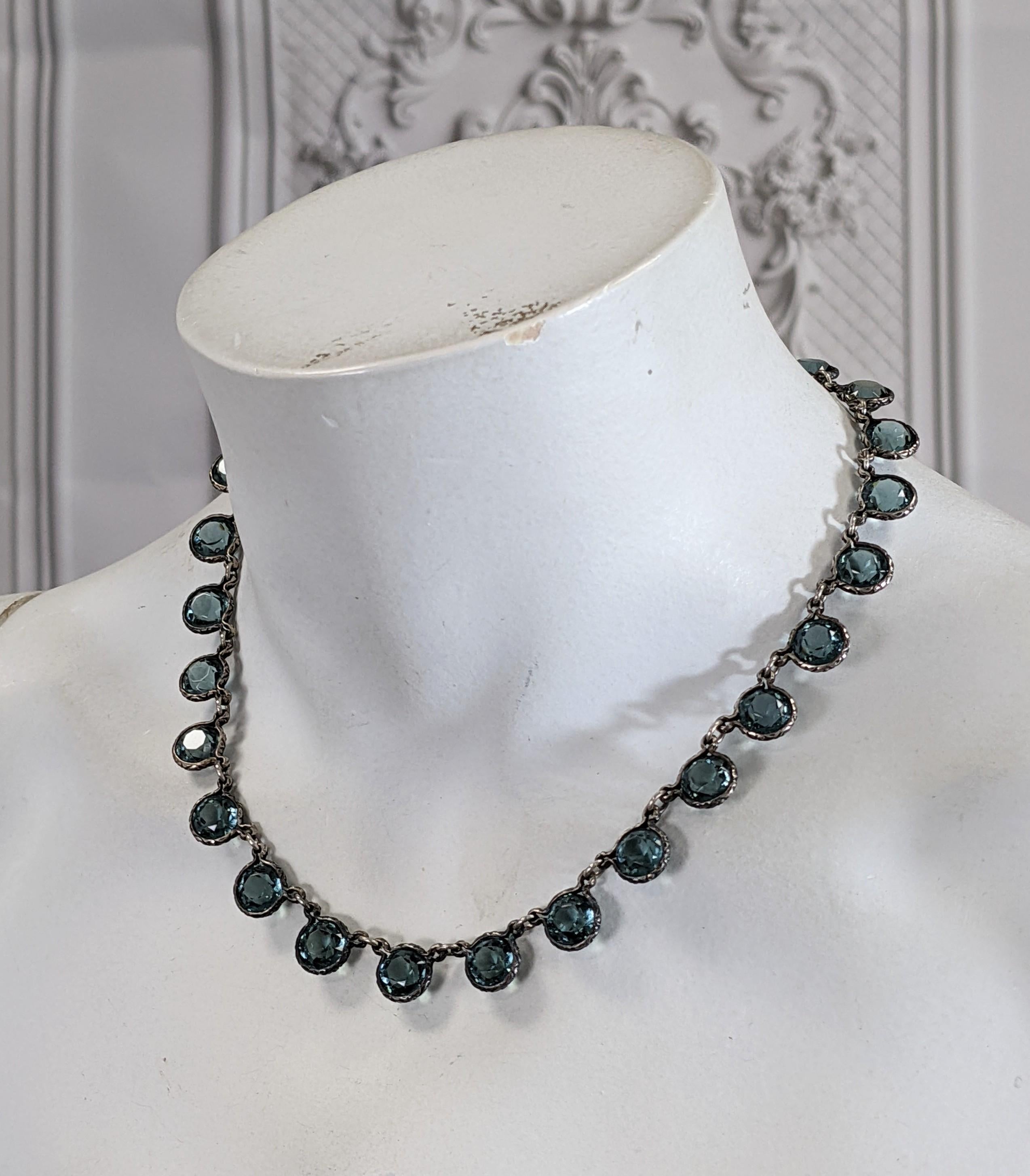 Art Deco Sterling Crystal Necklace For Sale 4