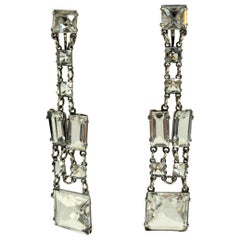 Orecchini a goccia in pasta di cristallo Art Deco Sterling