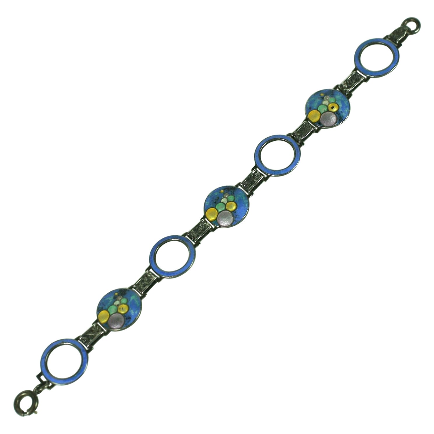 Art Deco Sterling Enamel Bubble Bracelet