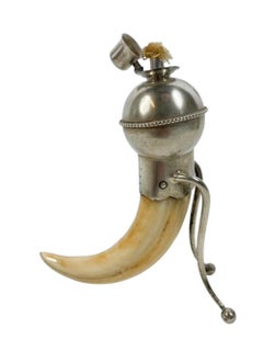 Art Deco Sterling Mounted Boar's Tusk Cigar Lighter