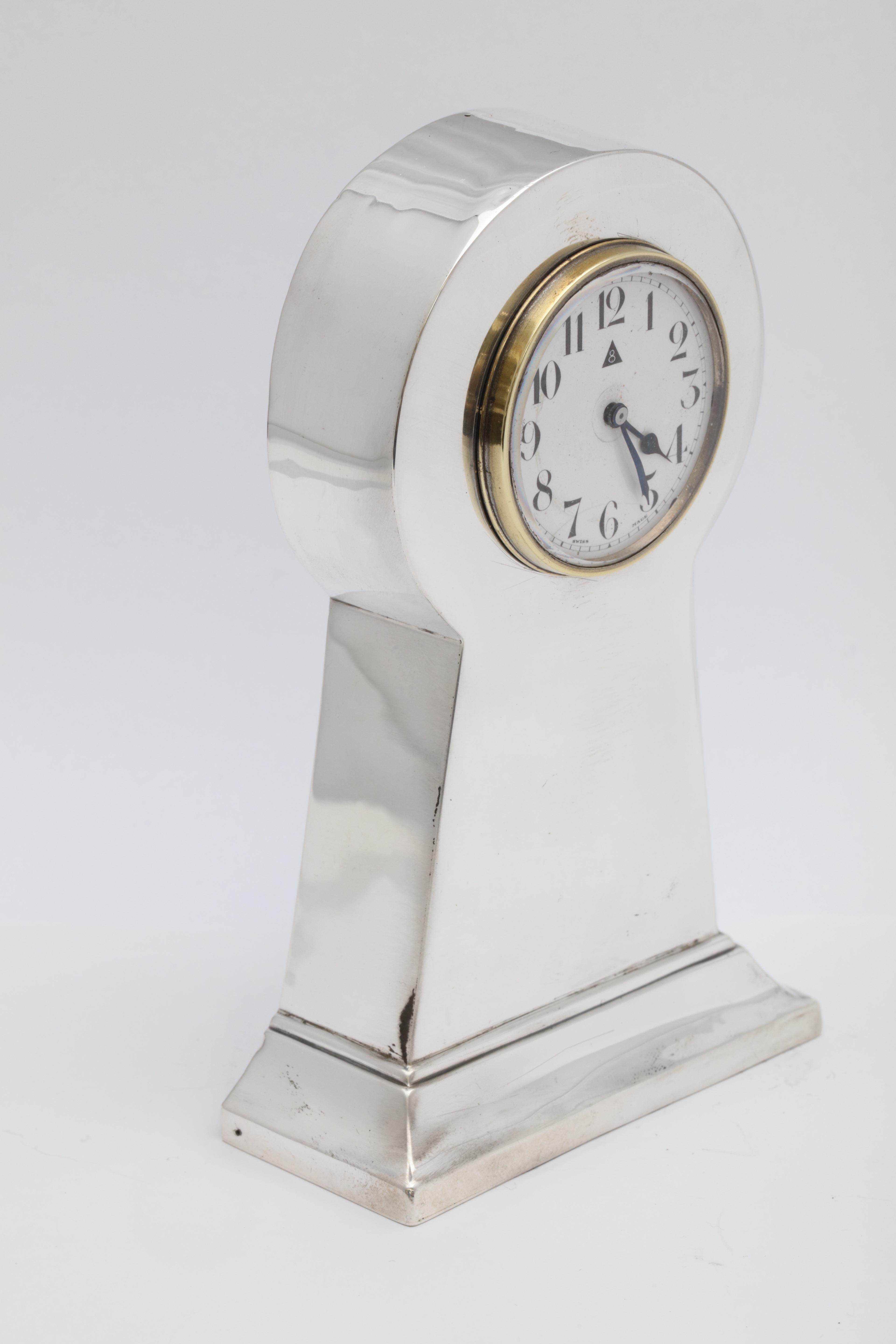 Art Deco Sterling Silver 8-Day Table Clock In Good Condition In New York, NY
