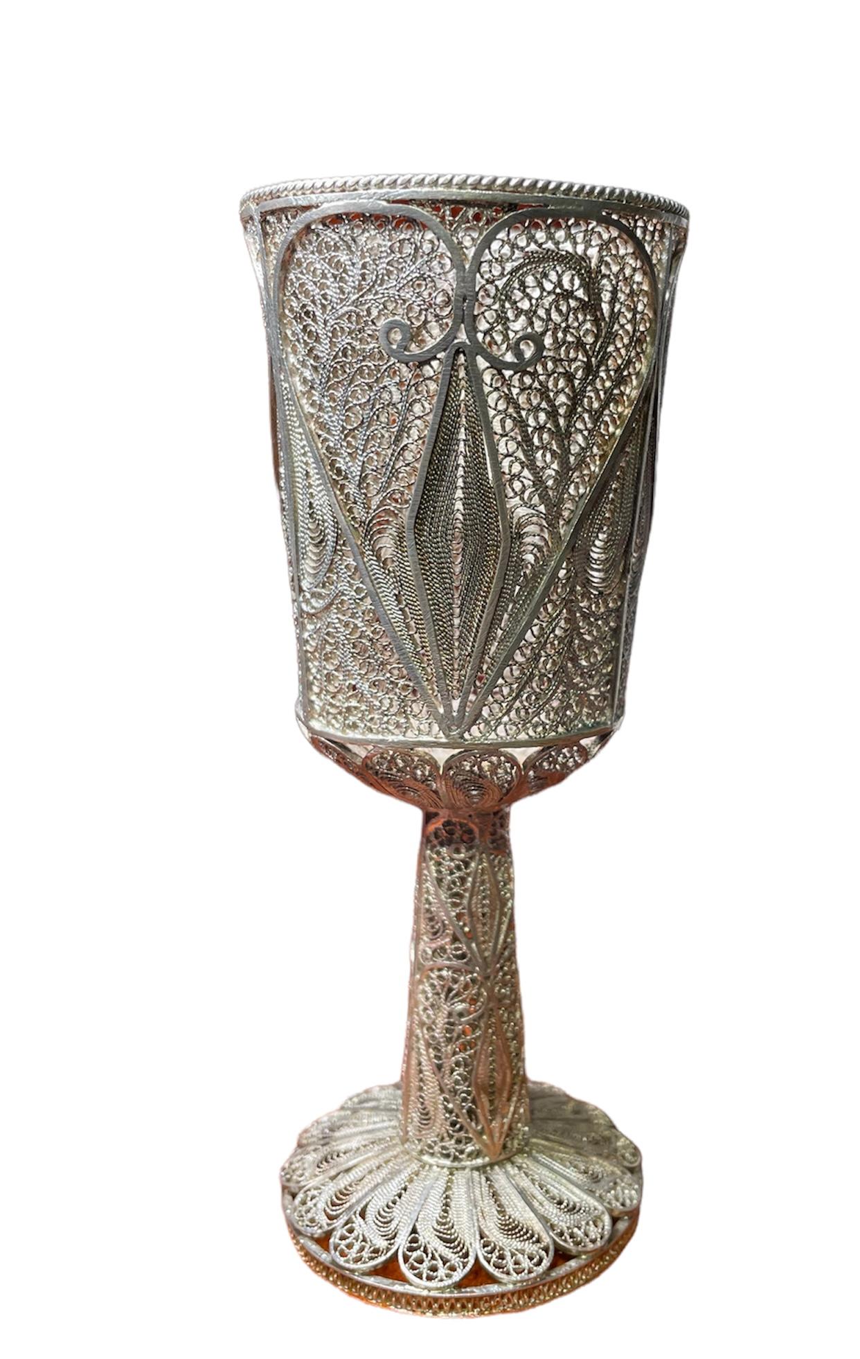 Art Deco Sterling Silver 925 Filigree Cup/Goblet For Sale 4