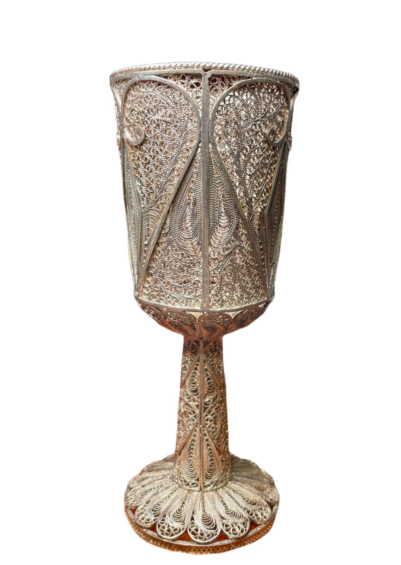 Art Deco Sterling Silver 925 Filigree Cup/Goblet In Good Condition For Sale In Guaynabo, PR