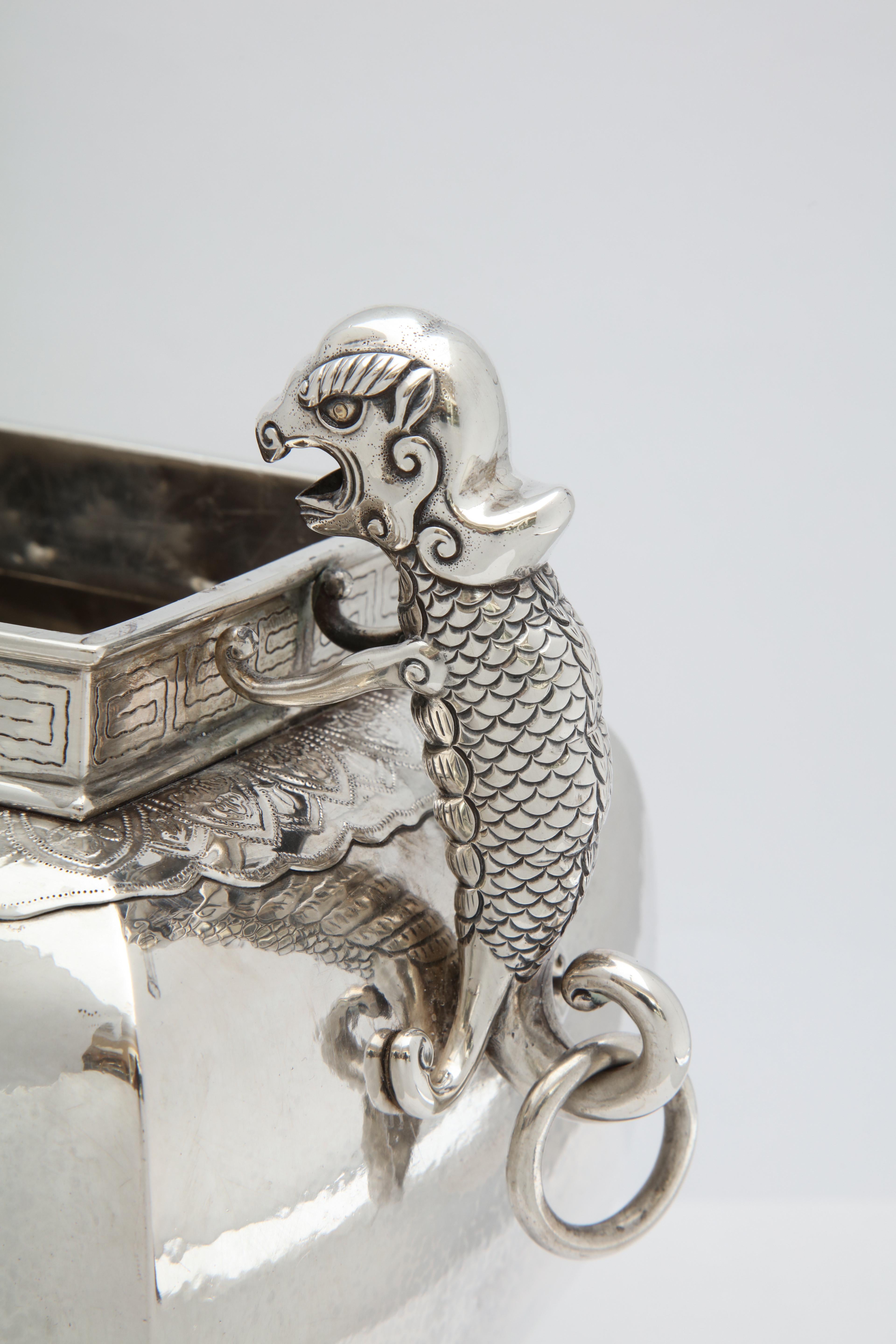 Brass Meiji Period Sterling Silver '.950' Footed Japanese Centerpiece