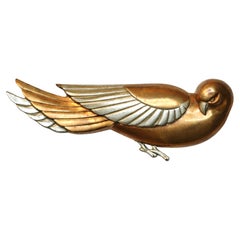 Art Deco Sterling Silver and Copper Dove Bird Brooch by Coro, 1930s