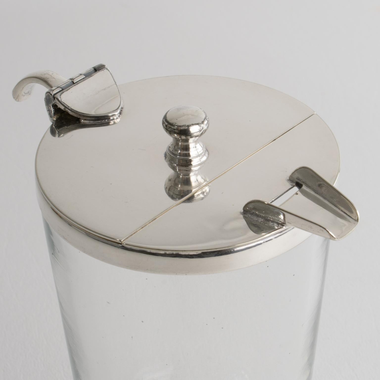 Brocca da cocktail per Martini in argento e cristallo Art Deco in vendita 3