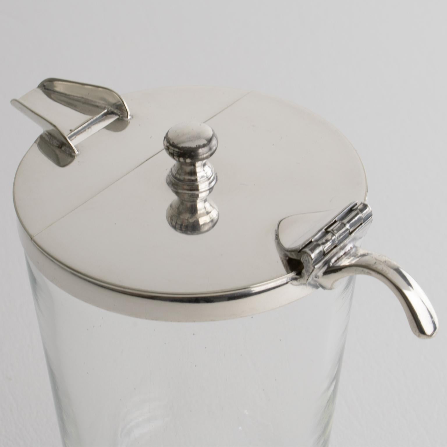 Brocca da cocktail per Martini in argento e cristallo Art Deco in vendita 4