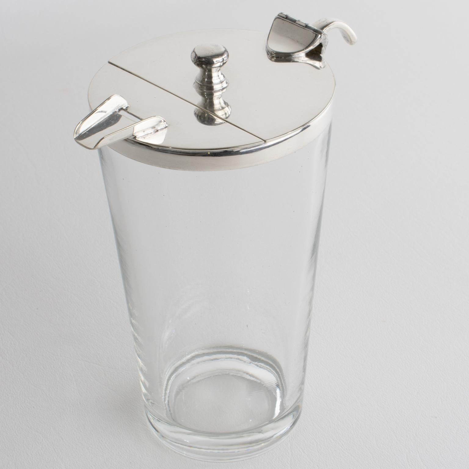 Brocca da cocktail per Martini in argento e cristallo Art Deco in vendita 5