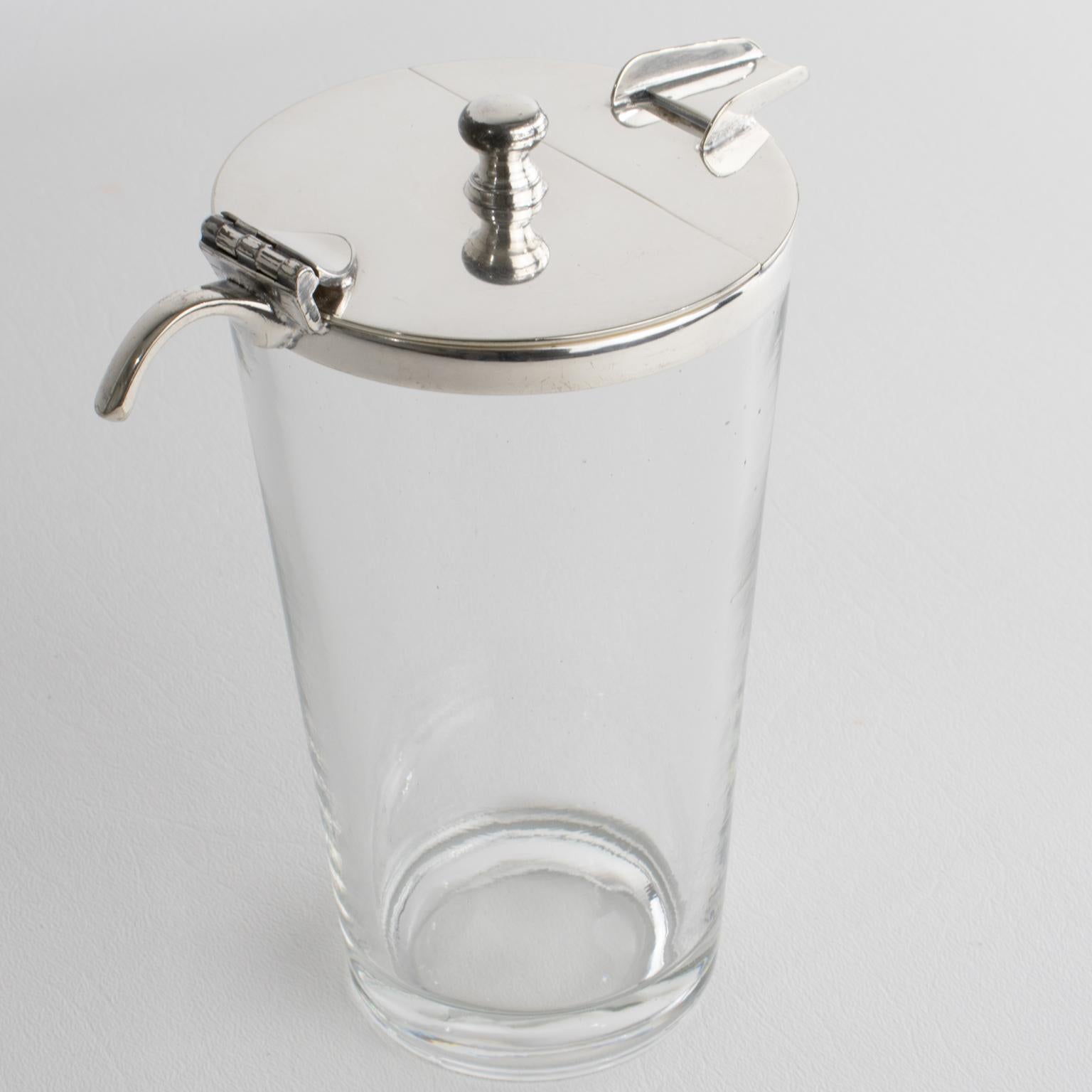 Brocca da cocktail per Martini in argento e cristallo Art Deco in vendita 6