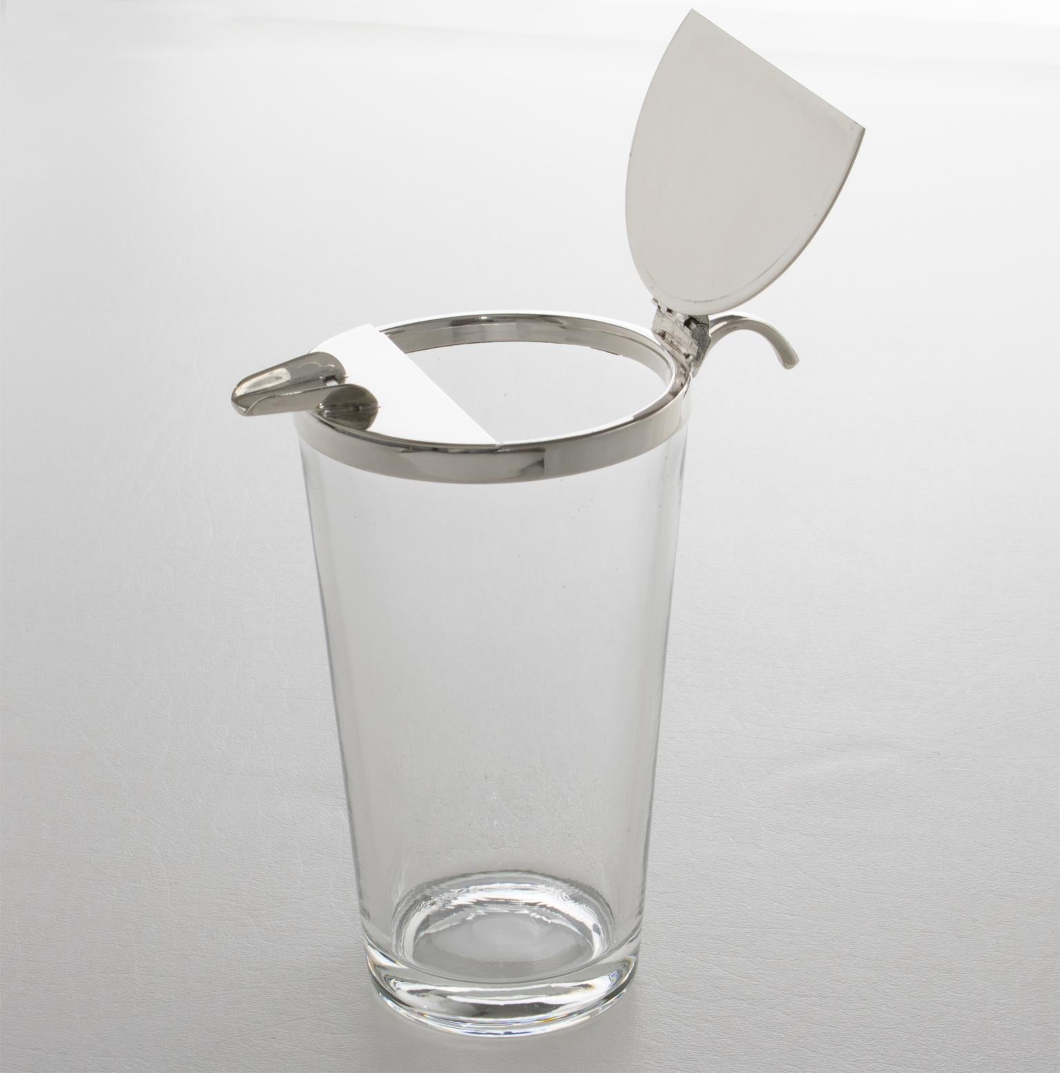 Metallo Brocca da cocktail per Martini in argento e cristallo Art Deco in vendita