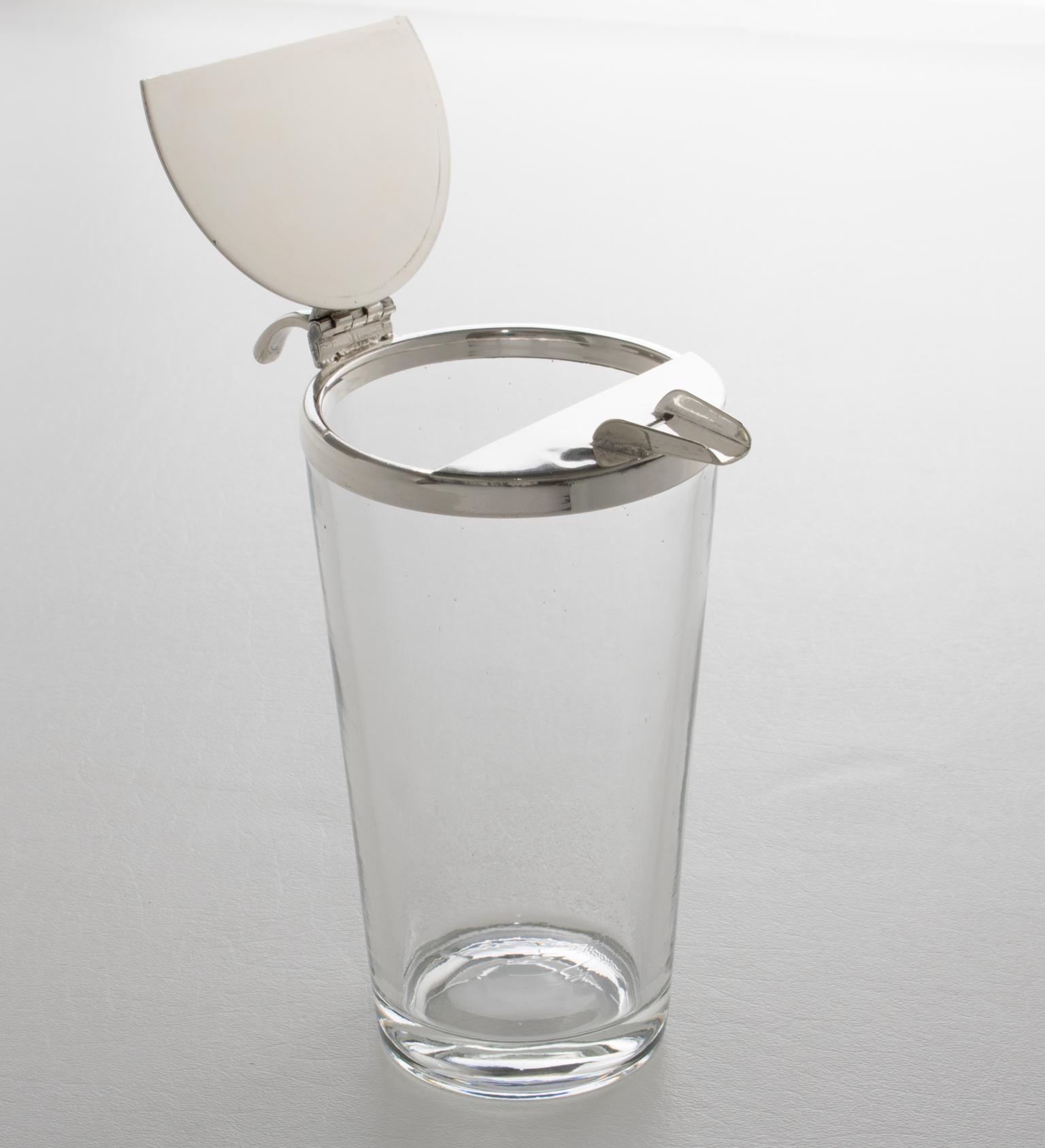 Brocca da cocktail per Martini in argento e cristallo Art Deco in vendita 1