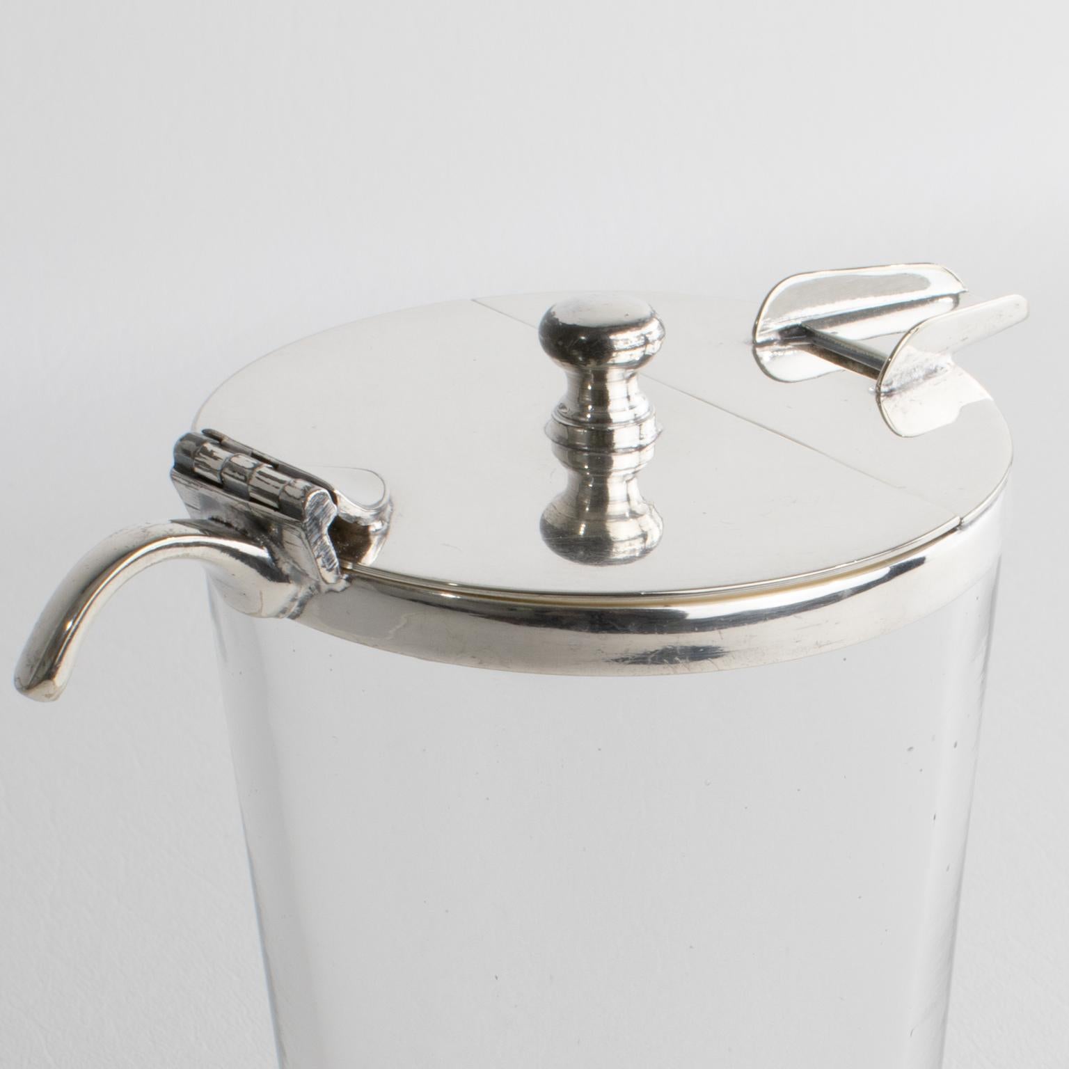 Brocca da cocktail per Martini in argento e cristallo Art Deco in vendita 2