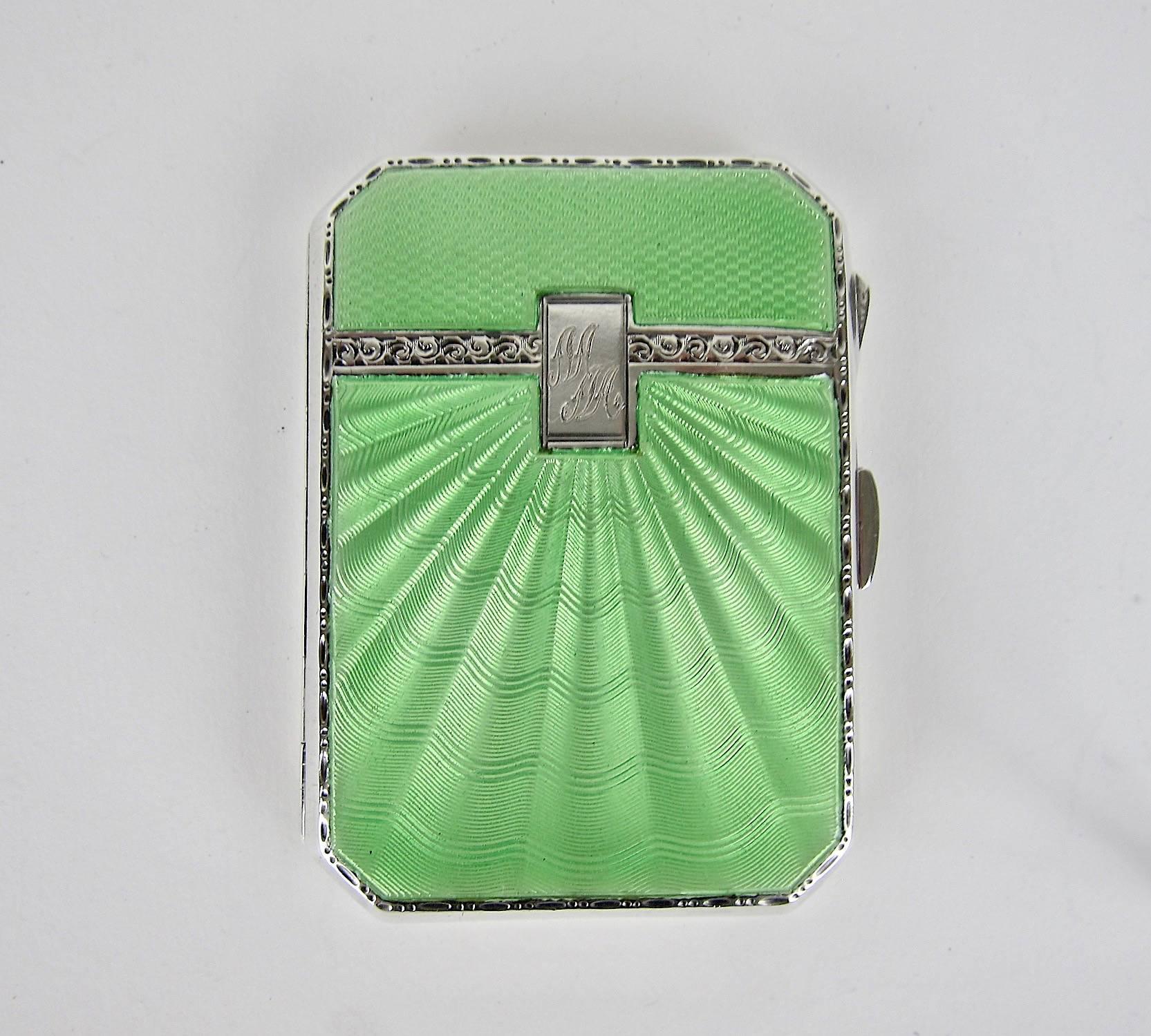 Art Deco Sterling Silver and Guilloche Enamel Cigarette Case by Joseph Gloster 6