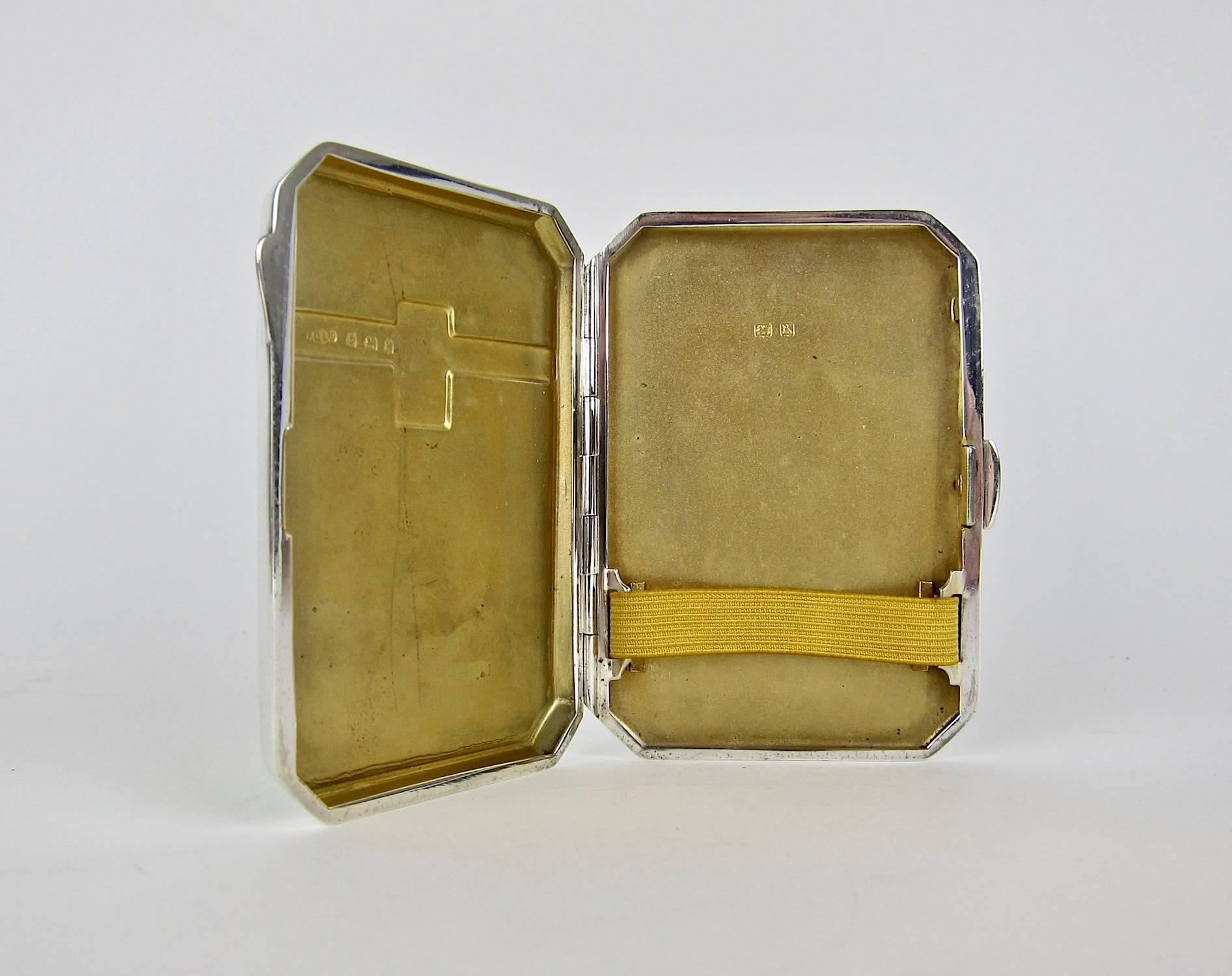 Art Deco Sterling Silver and Guilloche Enamel Cigarette Case by Joseph Gloster 1