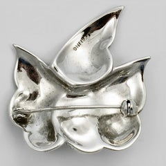 Art Deco Sterling Silver and Marcasite Leaf Brooch