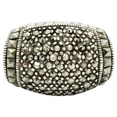 Art Deco Sterling Silver and Marcasite Tank Ring circa 1930s