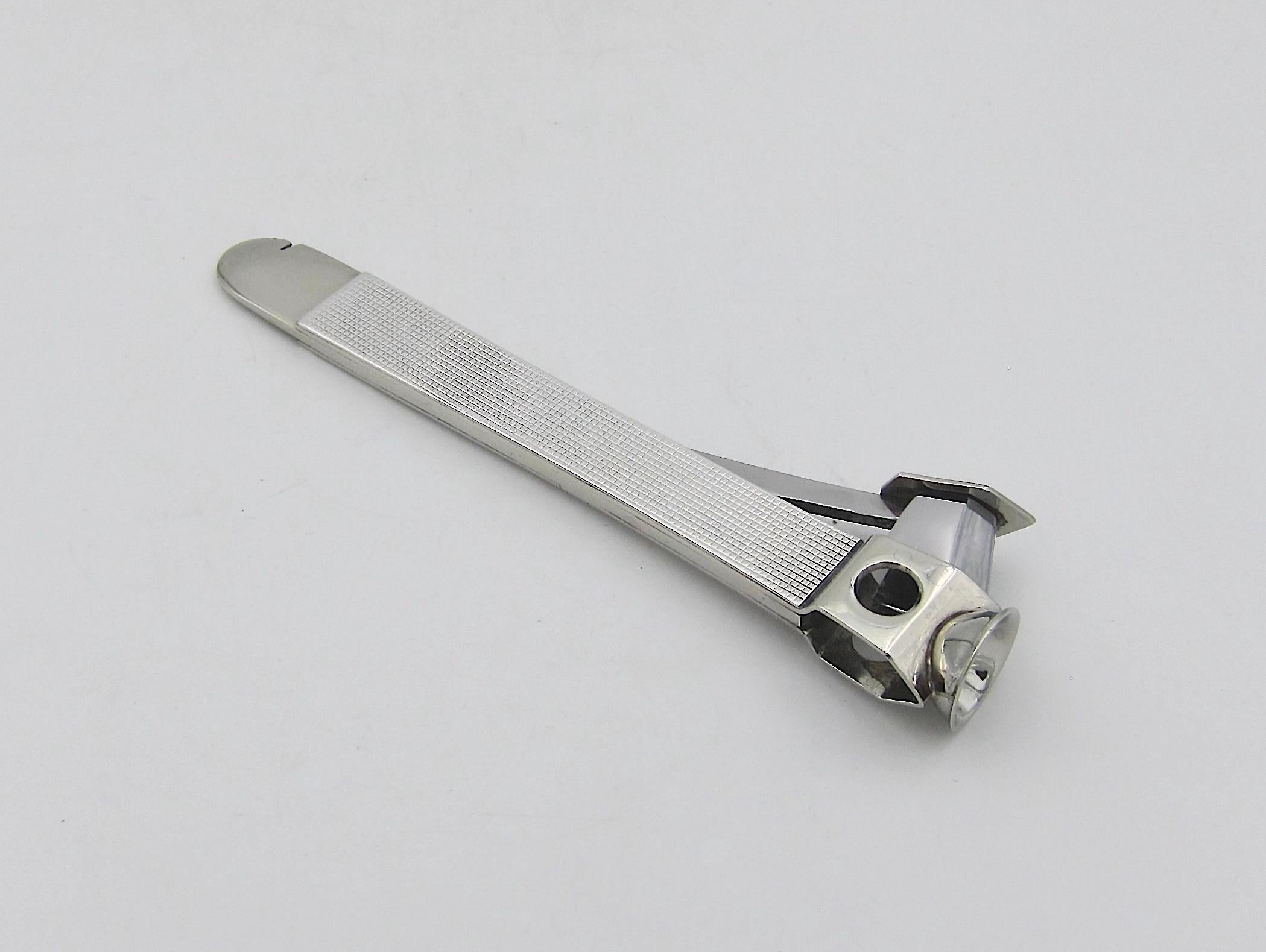 Art Deco Sterling Silver and Steel Cigar Cutter In Good Condition In Los Angeles, CA