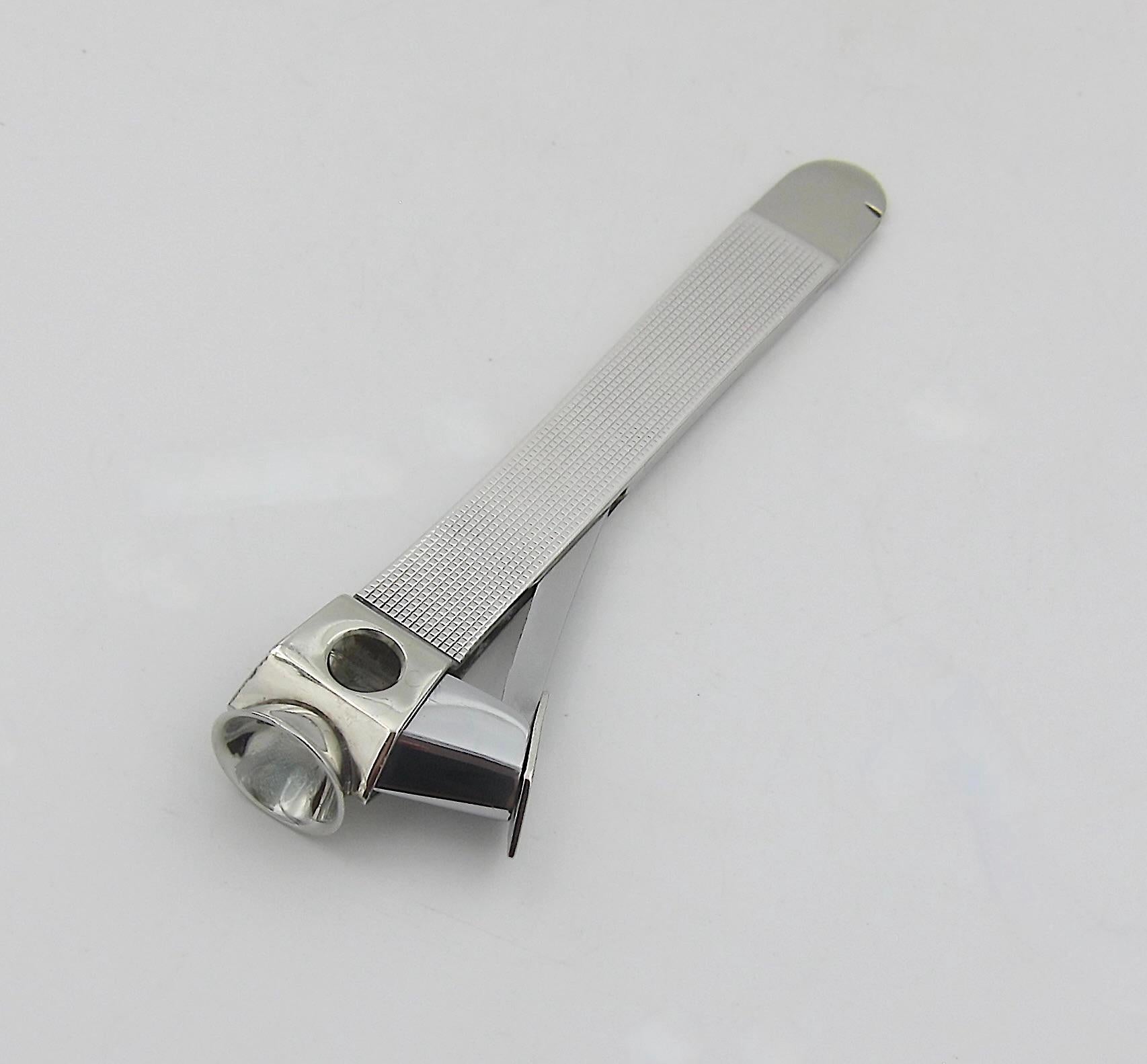 20th Century Art Deco Sterling Silver and Steel Cigar Cutter