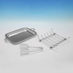 Art deco sterling silver asparagus serving set made in 1930 by Atkin Brothers