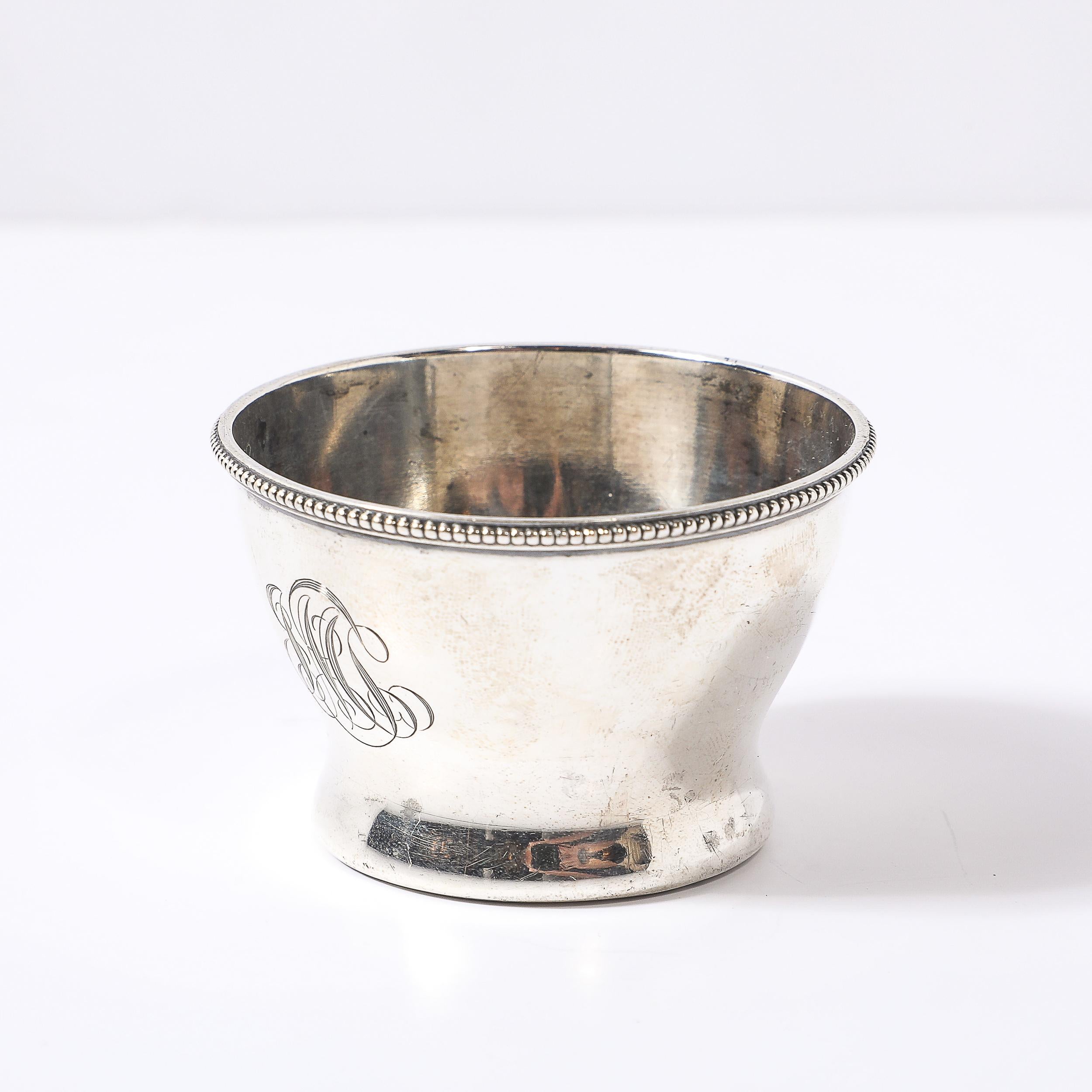 Bol à doigt en argent Sterling Bailey, Banks & Biddle Monogramme JNS Bon état - En vente à New York, NY