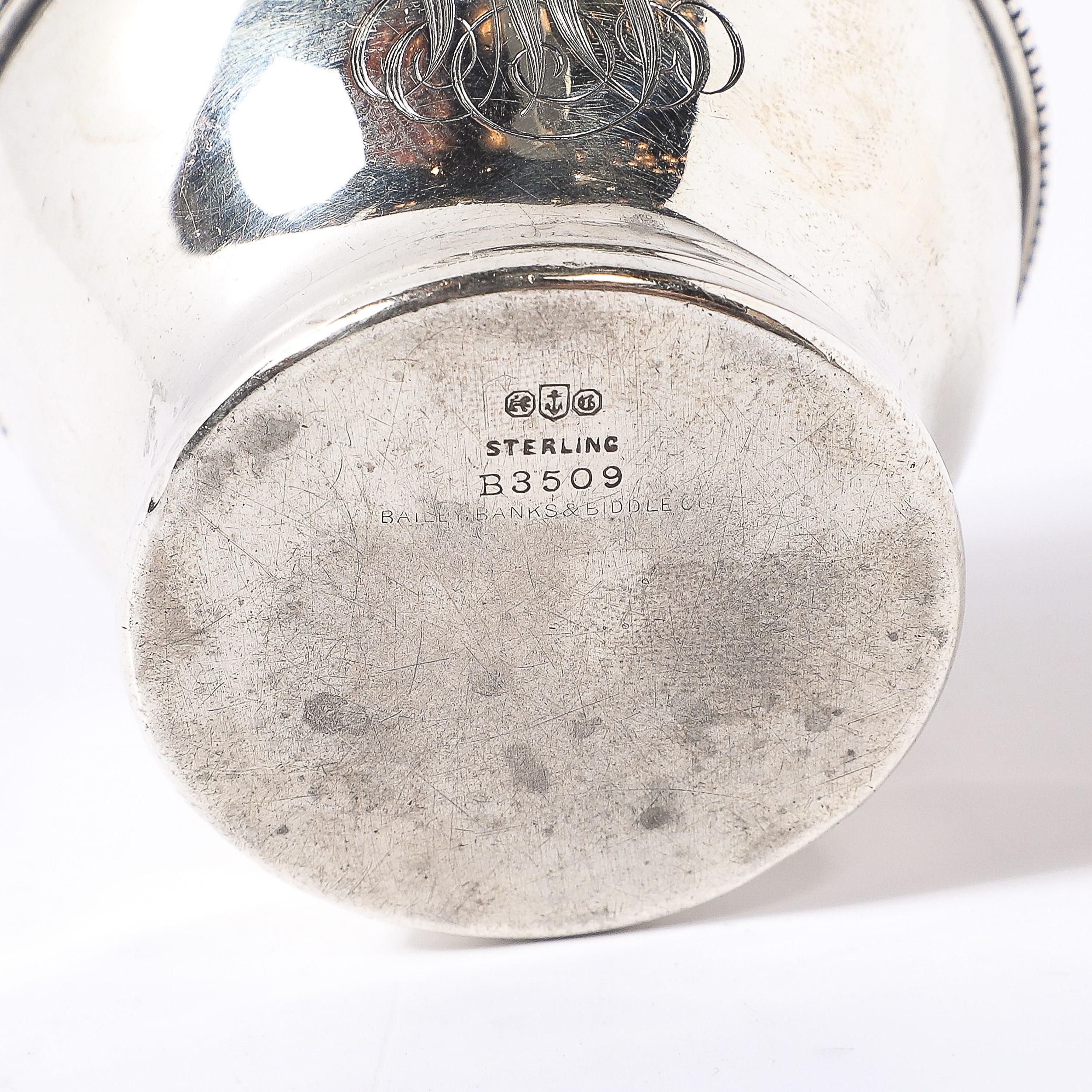 Argent sterling Bol à doigt en argent Sterling Bailey, Banks & Biddle Monogramme JNS en vente