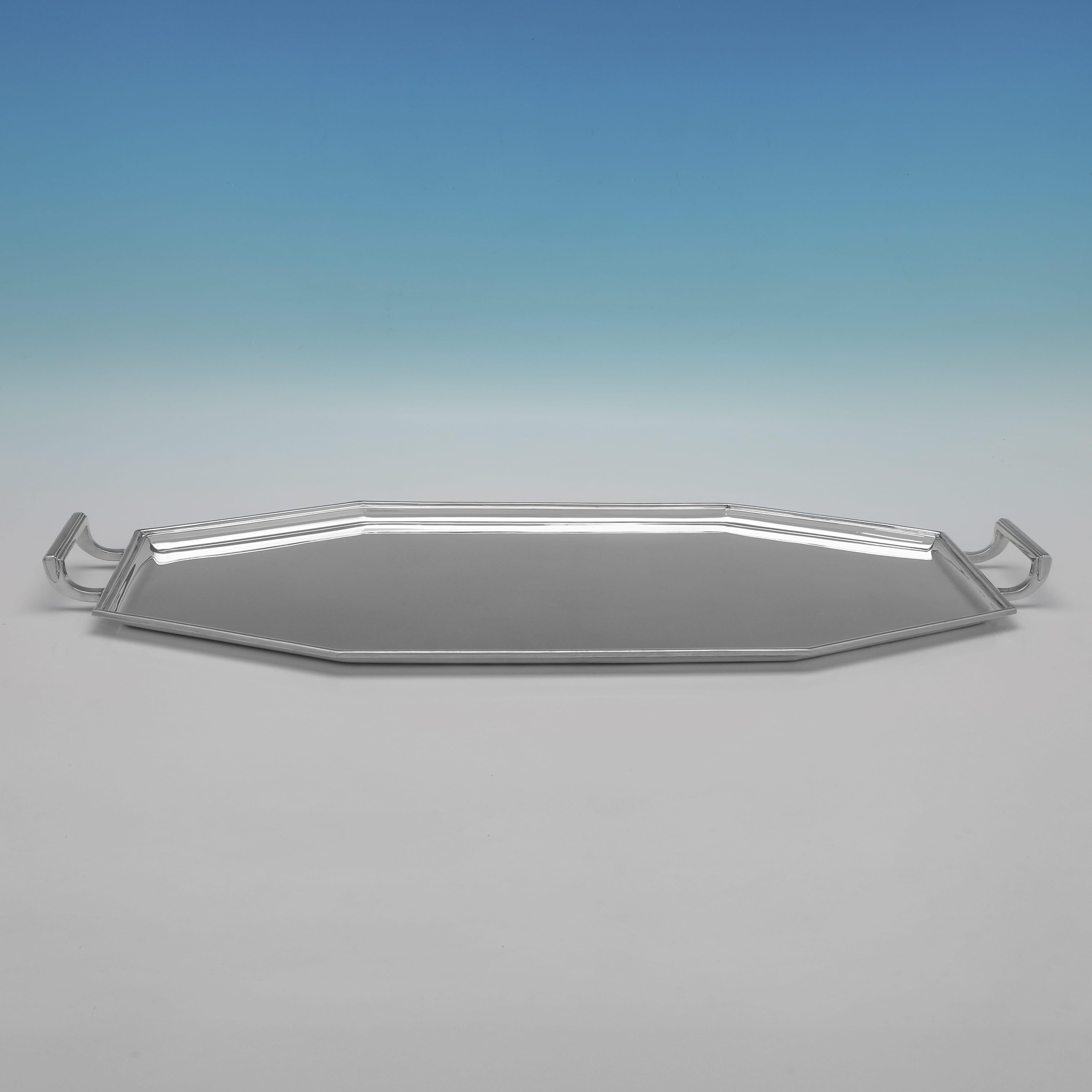 Anglais Plateau de bar Art déco en argent sterling, poinçonné à Sheffield en 1936 en vente