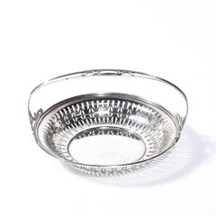 Art Deco Sterling Silver Basket w/ Cutout Detailing & Handle signed J E Caldwell