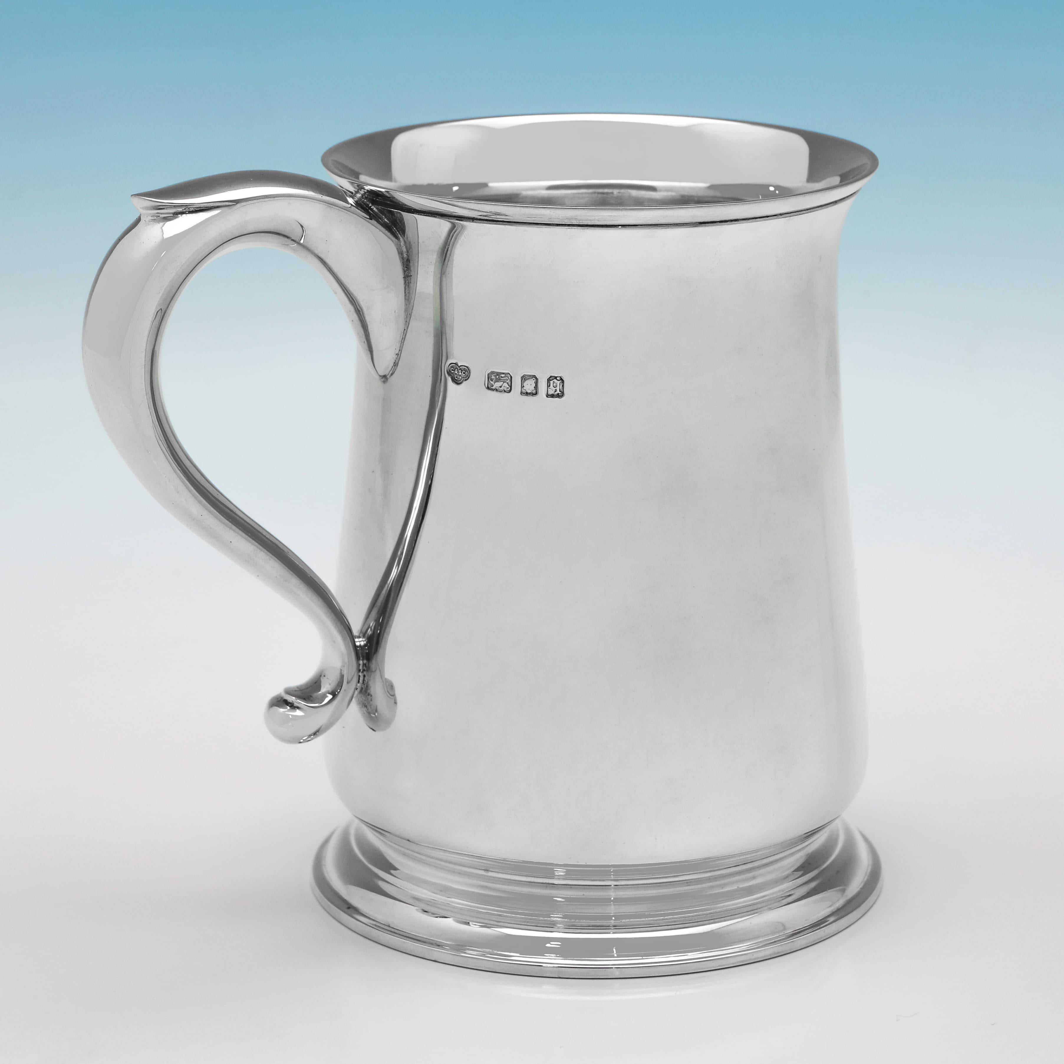 Art Deco Art deco sterling silver beer mug made in London in 1931 For Sale