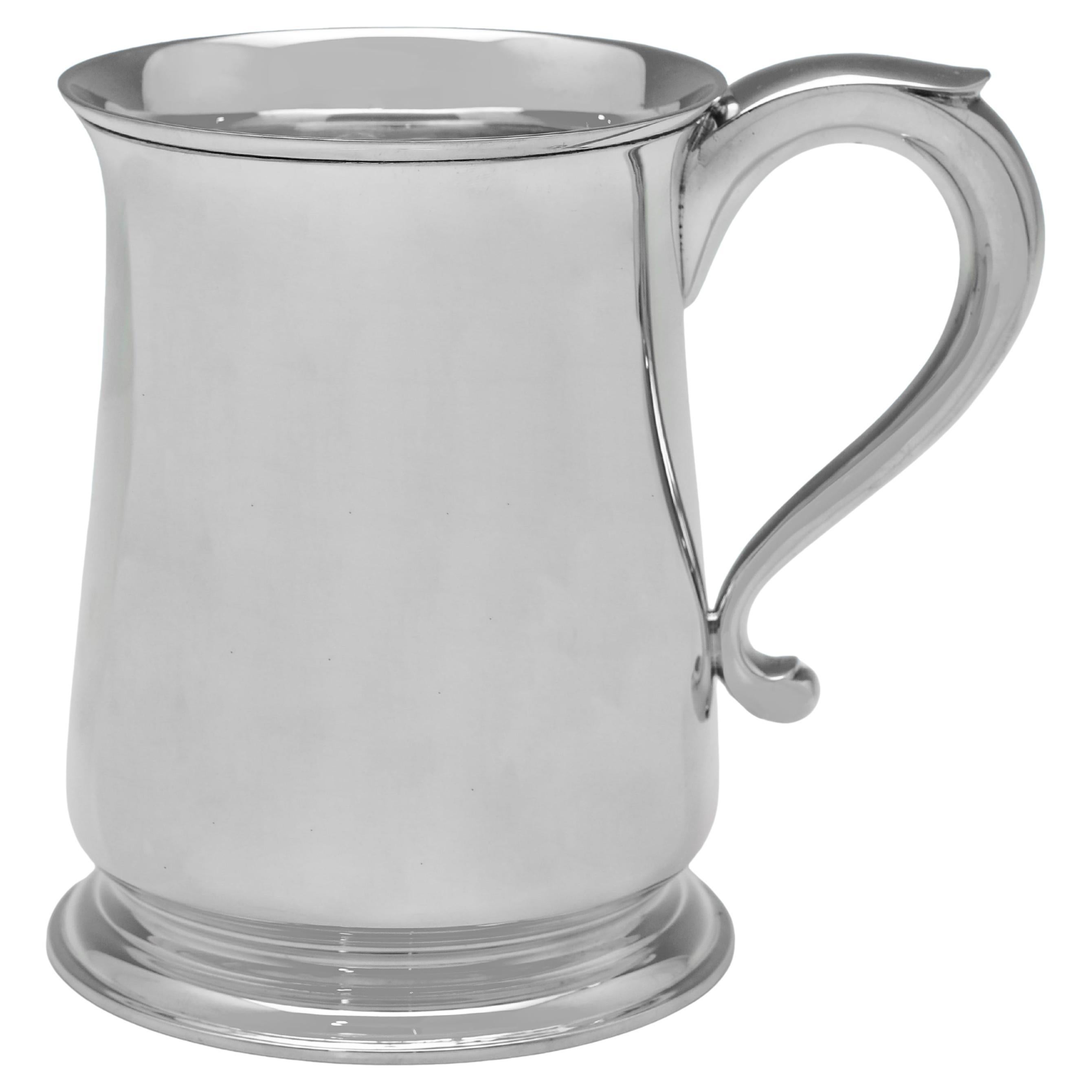 Art deco sterling silver beer mug made in London in 1931 For Sale