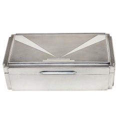 Art Deco Sterling Silver Box 1933 Cigar Cigarette Cedar Lined Vintage