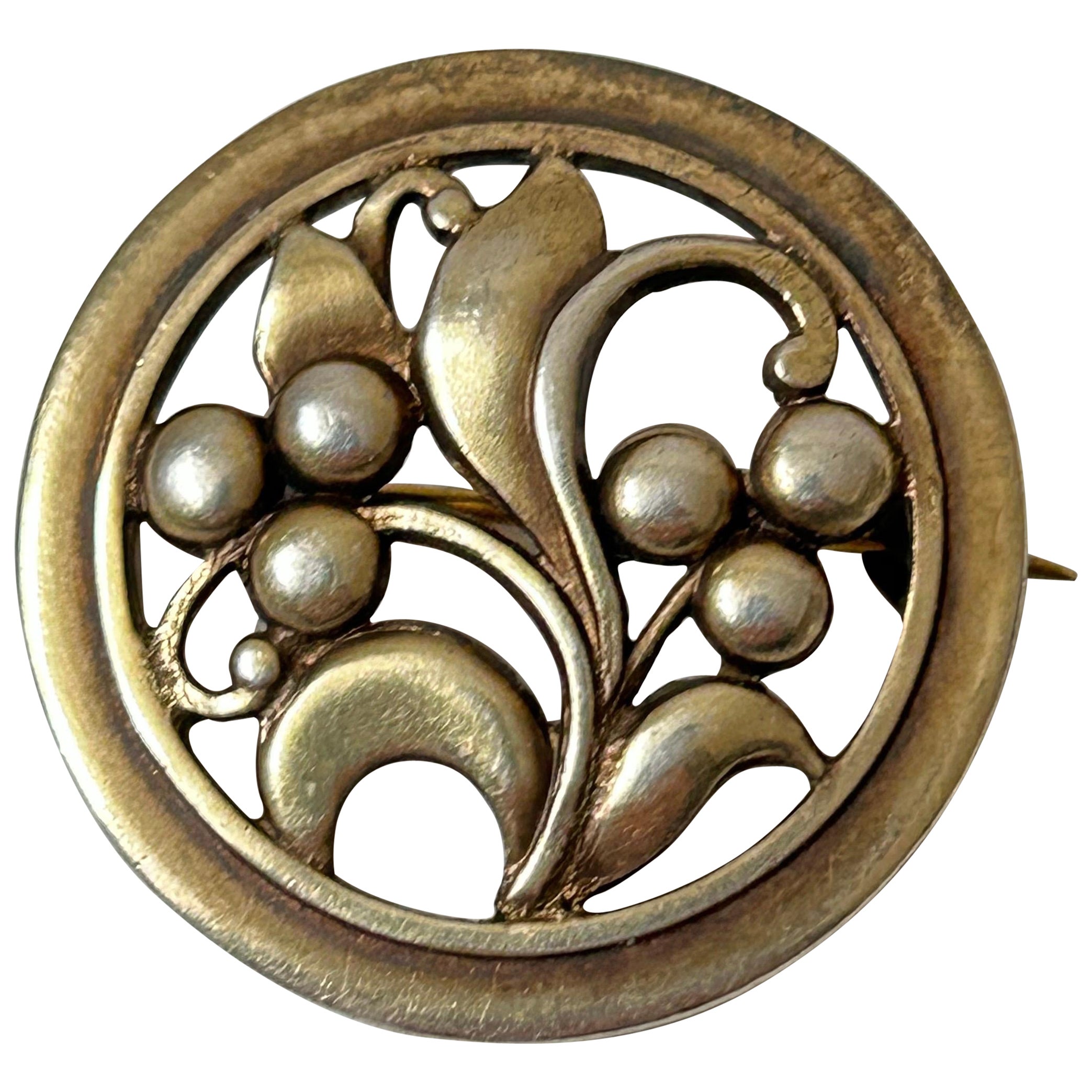 Broche Art déco en argent Sterling par Just Andersen (1884-1943), Danemark, vers les années 1930