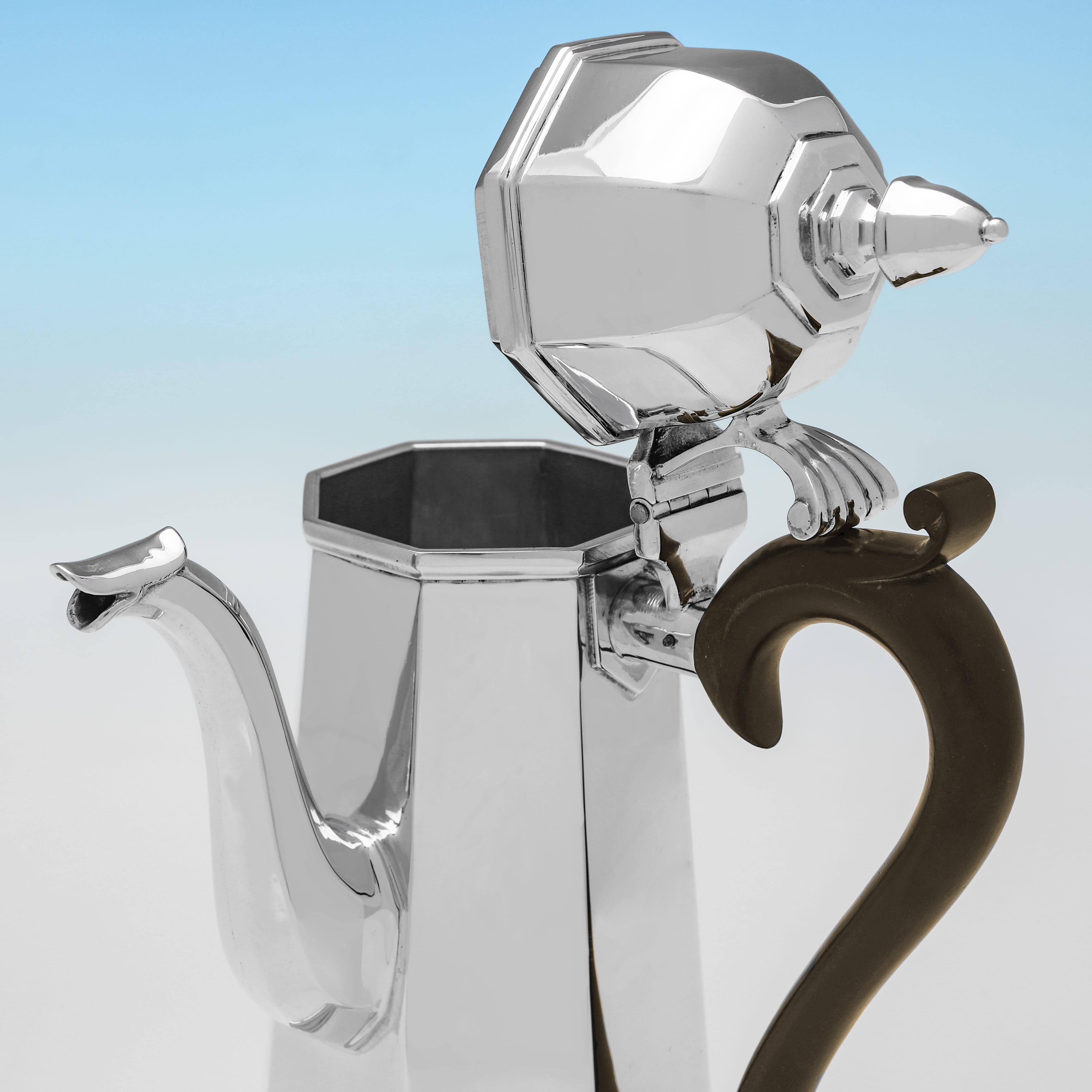 Sterling Silver Art deco sterling silver cafe au lait hallmarked in Chester in 1926 For Sale