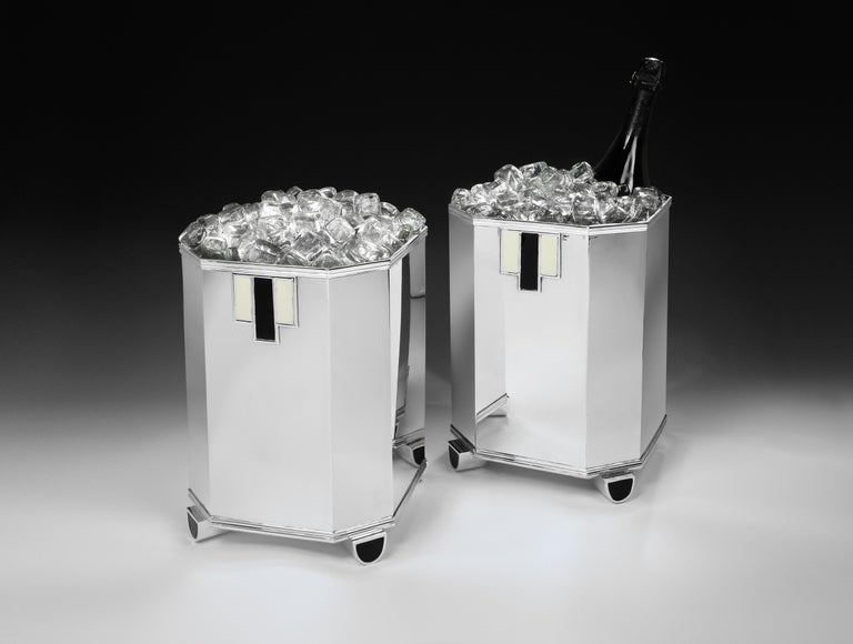 Art Deco Sterling Silver Champagne Coolers by Cardeilhac, 1930s In Good Condition For Sale In London, GB