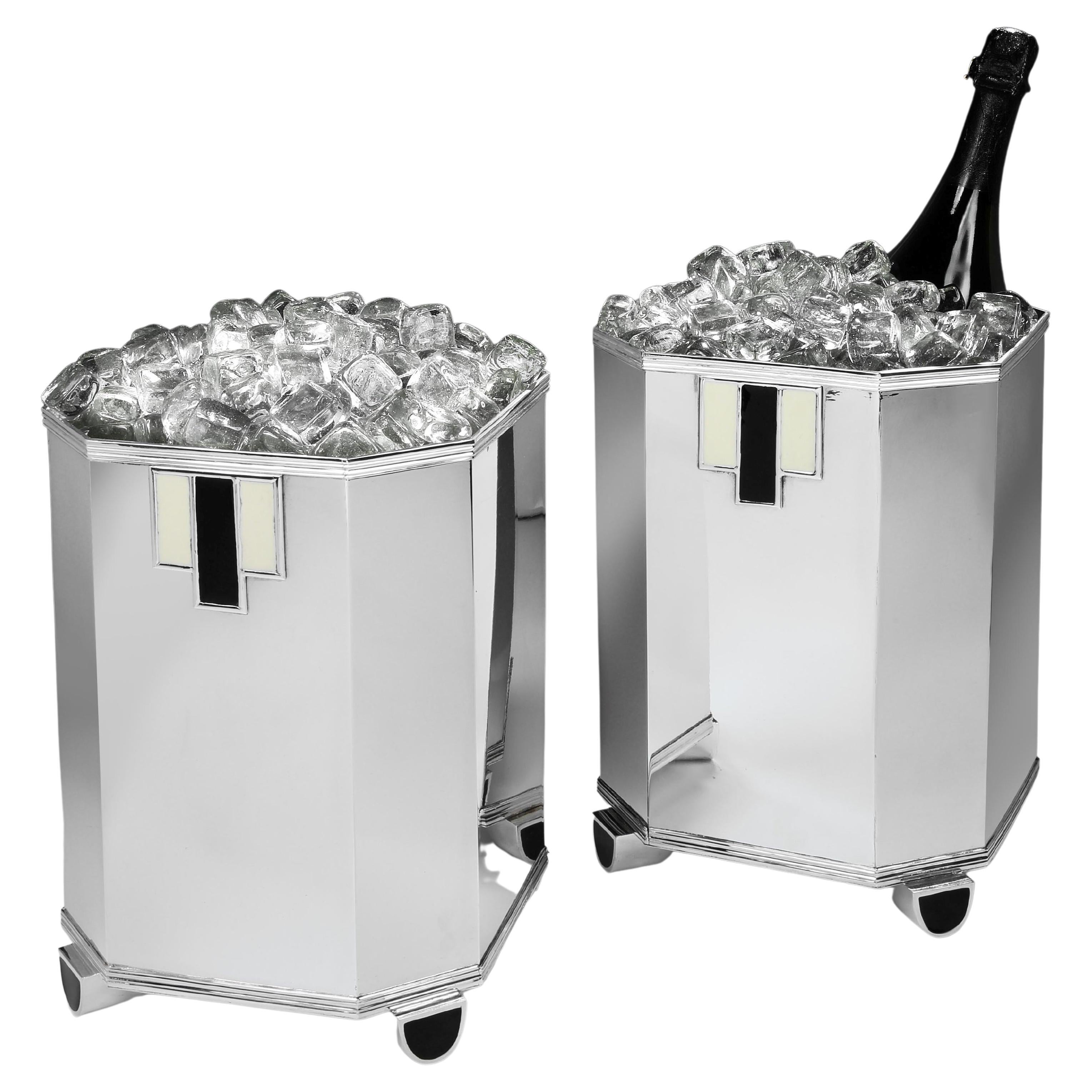 Art Deco Sterling Silver Champagne Coolers by Cardeilhac, 1930s