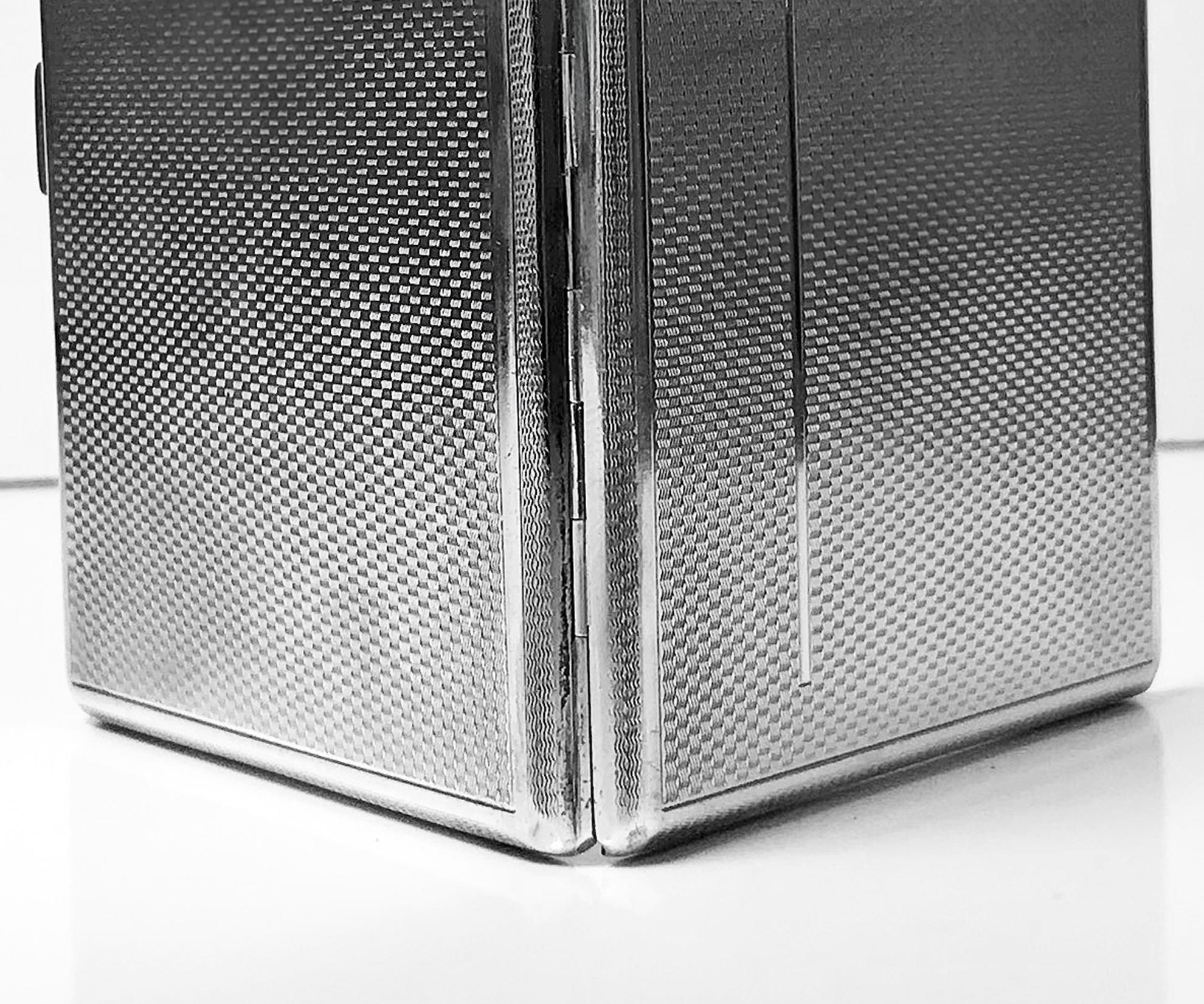 20th Century Art Deco Sterling Silver Cigarette Case Box Birmingham Frederick Field, 1930