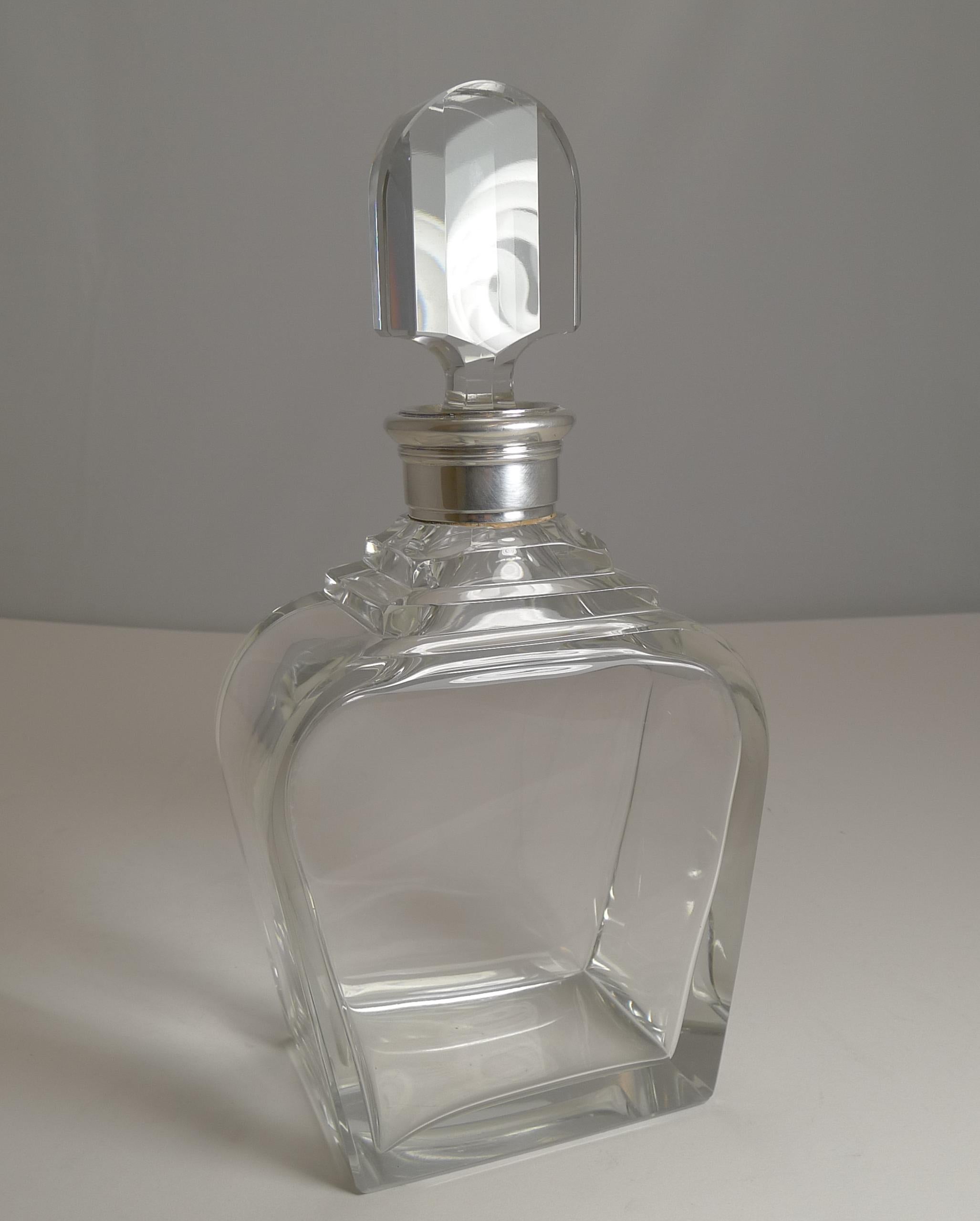 Art Deco Sterling Silver Collared Decanter by Asprey and Co., 1938 1