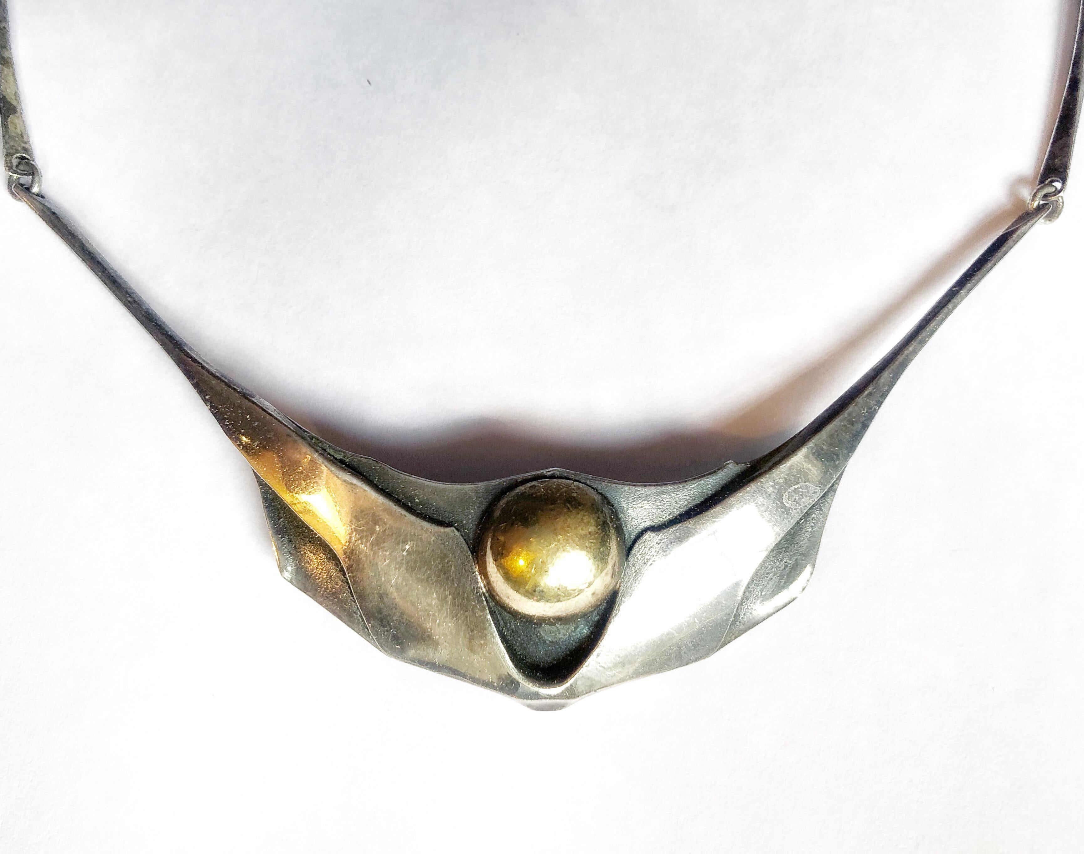 Art Deco Sterling Silver Collier by Ivan Chmetz, Mid-Century Modern Swiss In Good Condition In Sofia, BG