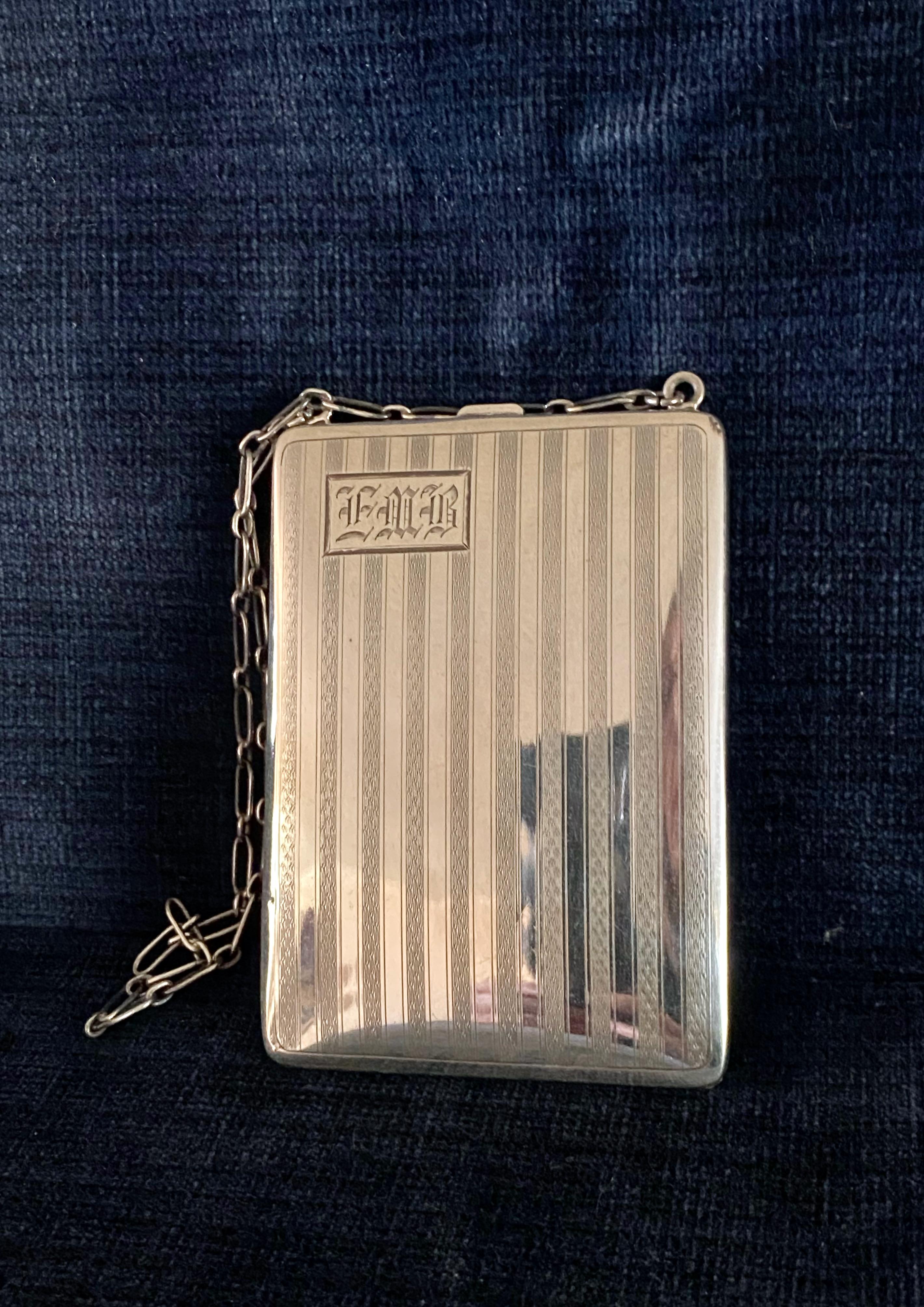 Art Deco Sterling Silver Compact and Card Case For Sale 2