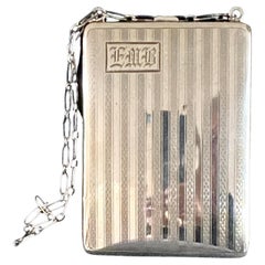 Retro Art Deco Sterling Silver Compact and Card Case