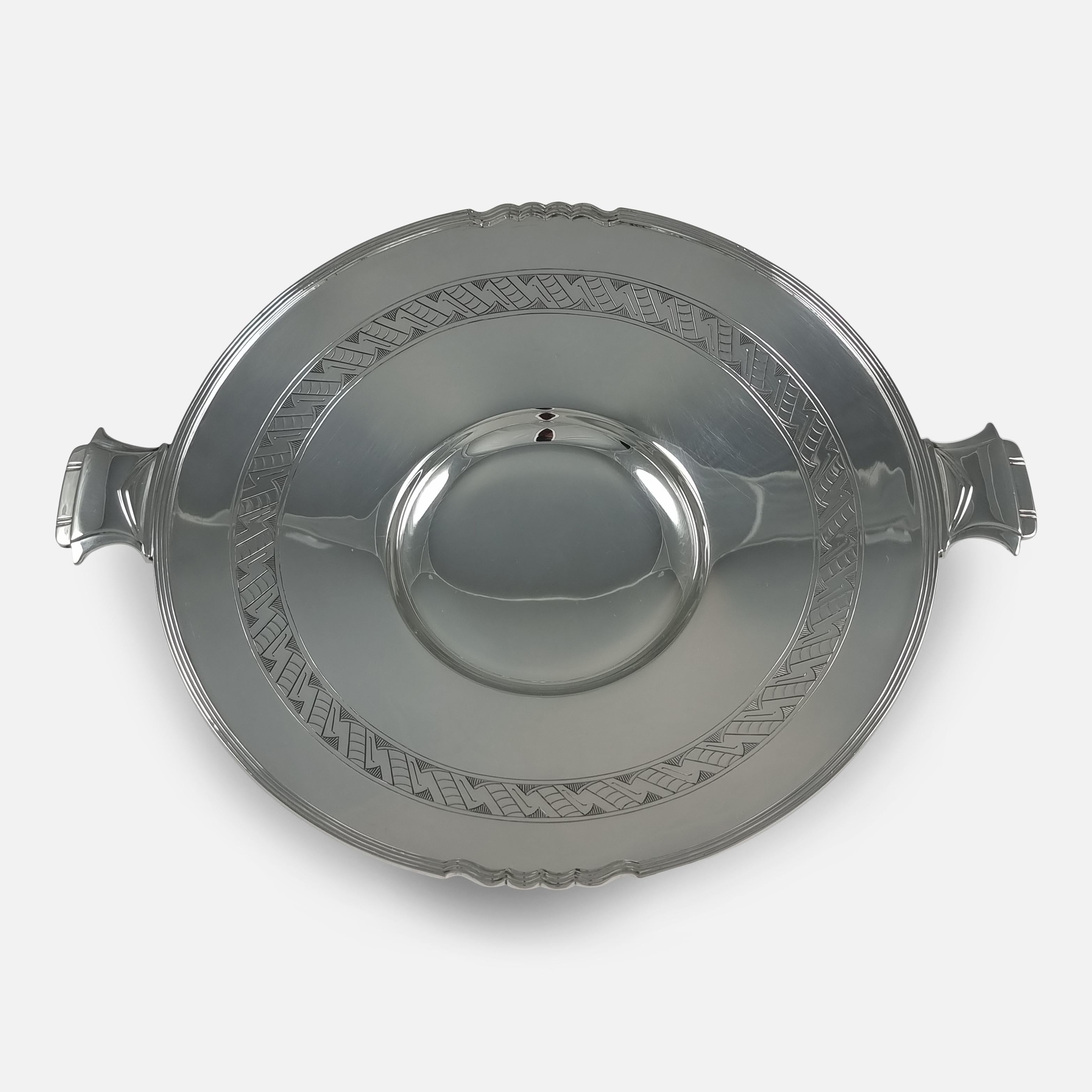 Piatto d'argento Art Deco, Mappin & Webb, 1936 in vendita 8