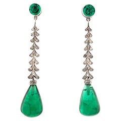 Art Deco Tropfenohrringe aus Sterlingsilber „Emerald“ und Paste in Tropfenform